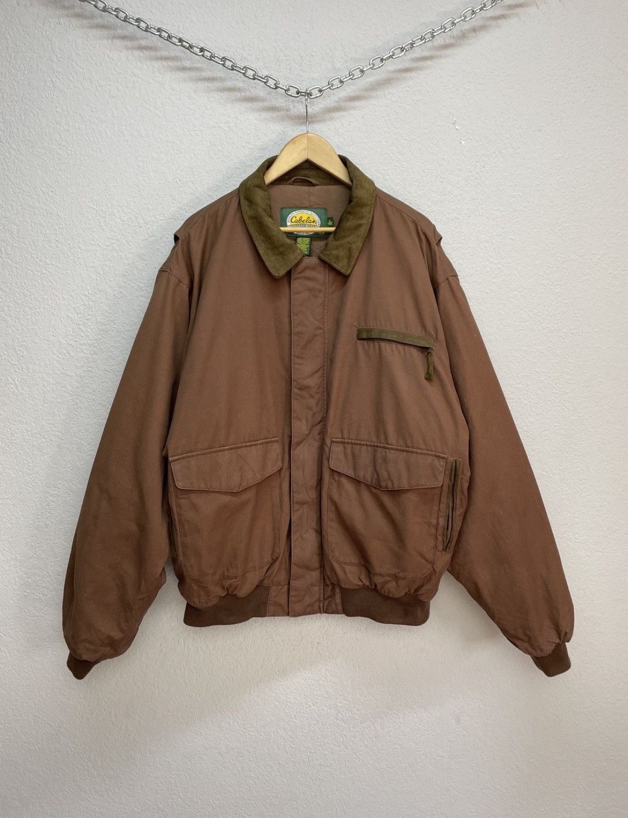 Schott Vintage y2k Avirex Vibe Cabelas Brown Nylon Leather Jacket Size US XL / EU 56 / 4 - 8 Thumbnail