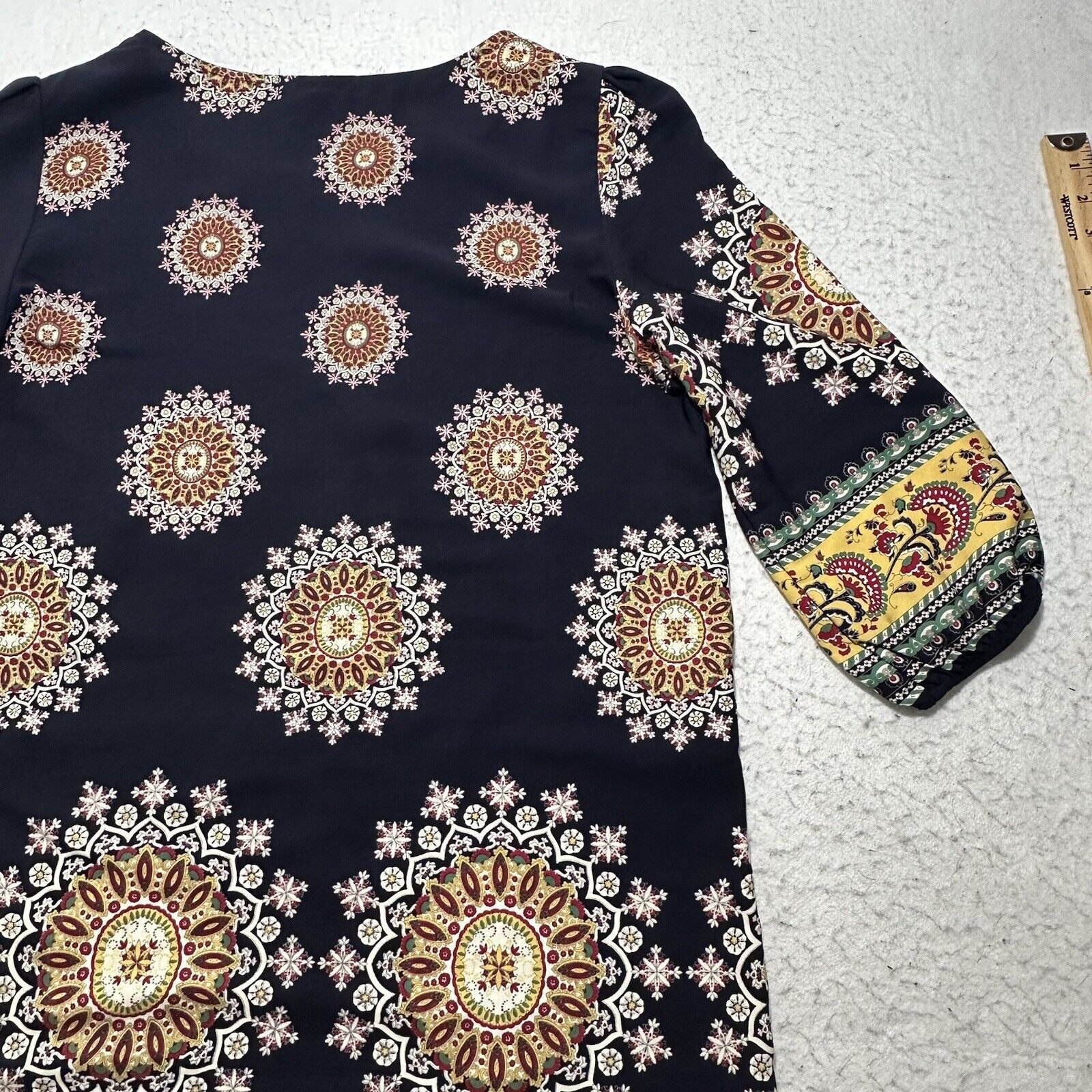 Other OVI Medium Boho Blue Yellow Batik Print Tunic Dress Size M / US 6-8 / IT 42-44 - 11 Thumbnail