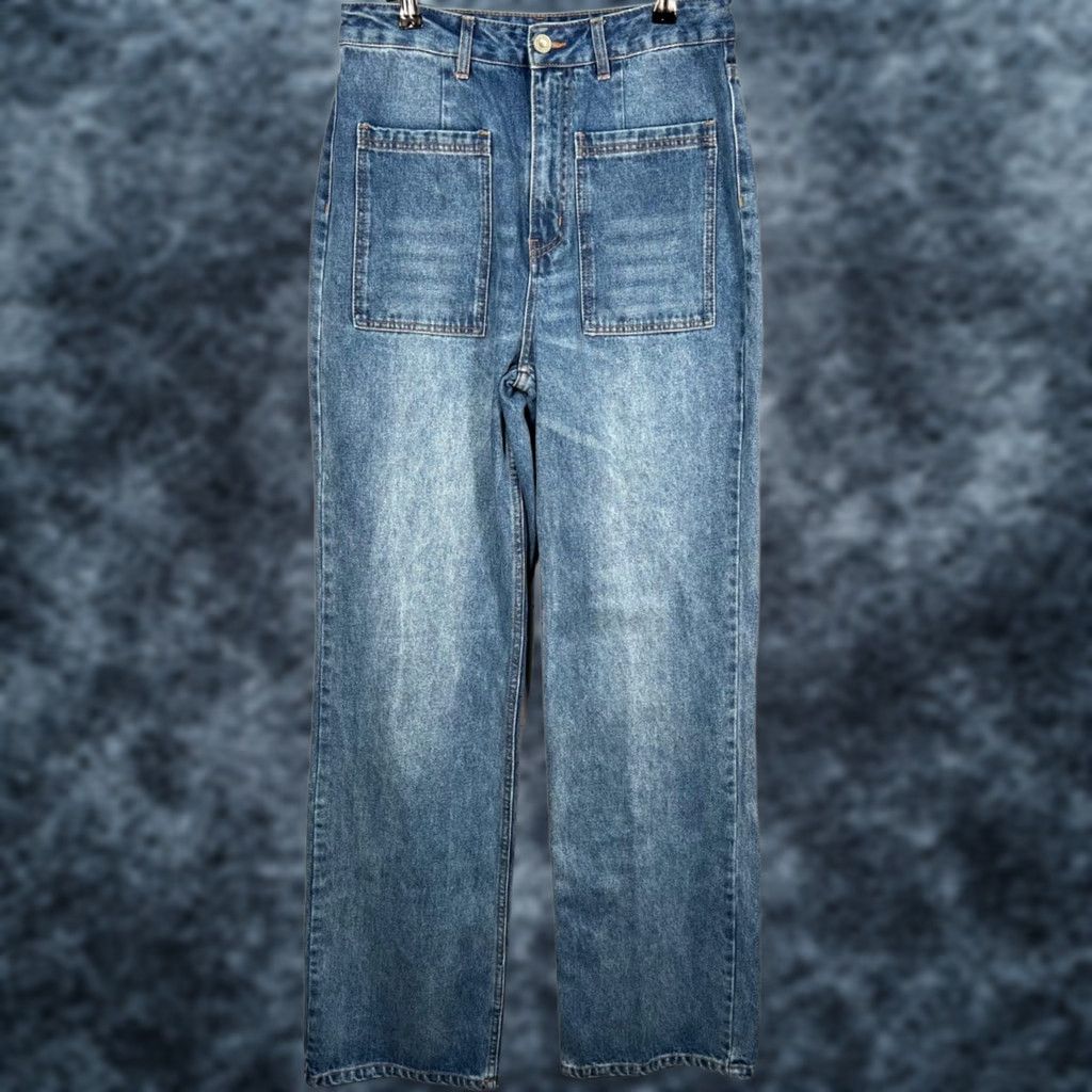 Vintage Acsense Studio Womens Size XL High-Waisted Blue Denim Jeans Straight Leg Size 40" / US 18 - 1 Thumbnail