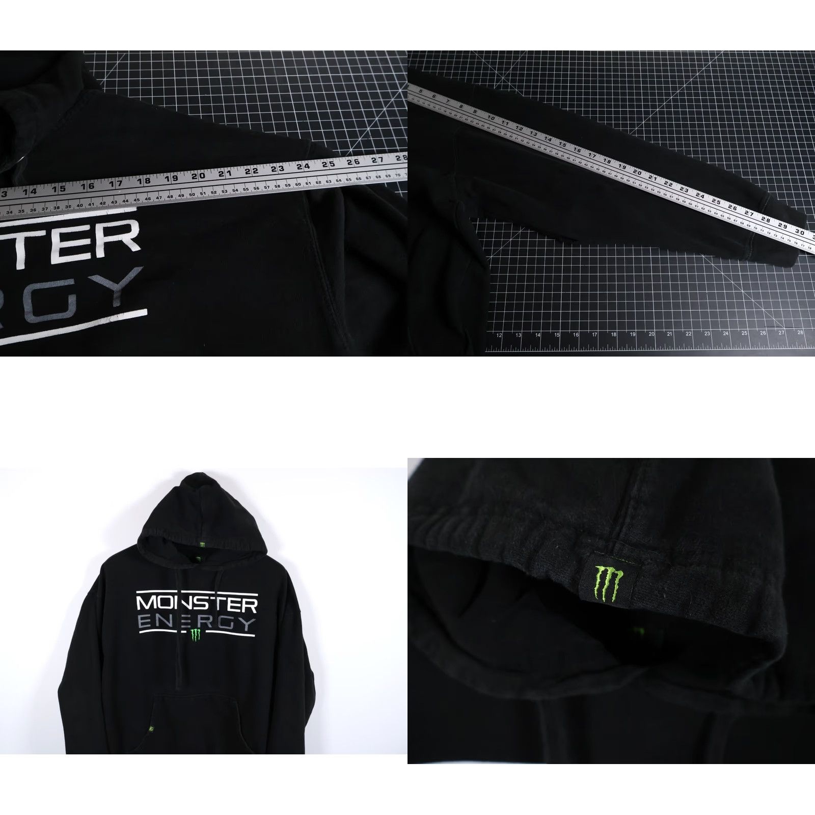 Vintage Monster Energy Hoodie Men's XL Black Pullover Crew Neck Drawstring Graphic Print Logo Sweatshirt Official Size US XL / EU 56 / 4 - 8 Thumbnail