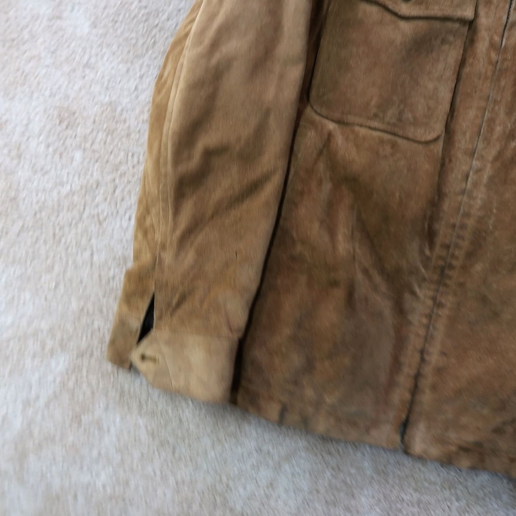 Gap VINTAGE GAP Beige SUEDE Leather Jacket Men Small Full Zip Fleece Lined Size US S / EU 44-46 / 1 - 2 Thumbnail