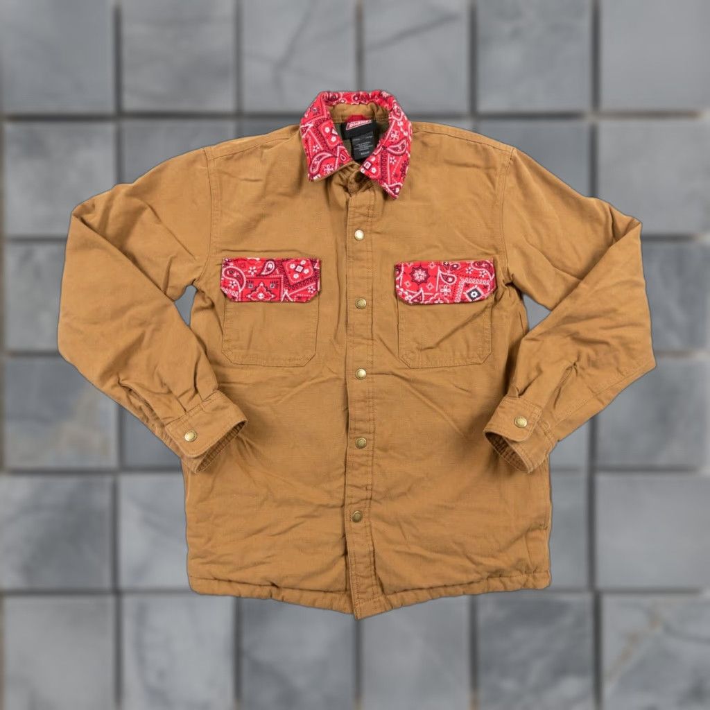 Dickies Dickies Jacket Mens Small Tan Workwear Flannel Lined Red Paisley Snap Button Size US S / EU 44-46 / 1 - 1 Thumbnail