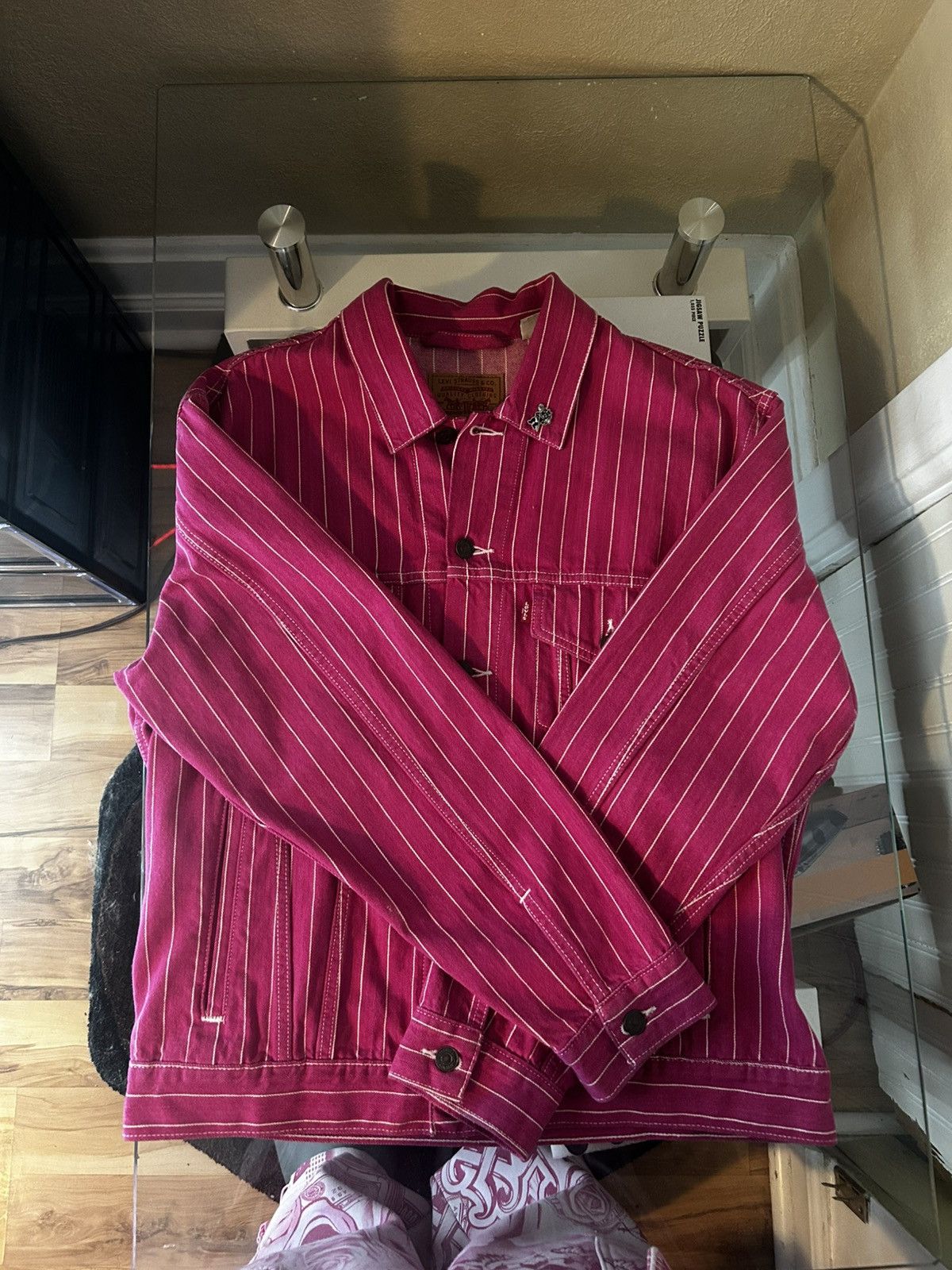 Levi's × Supreme Pink pinstripe Levi's supreme | Grailed