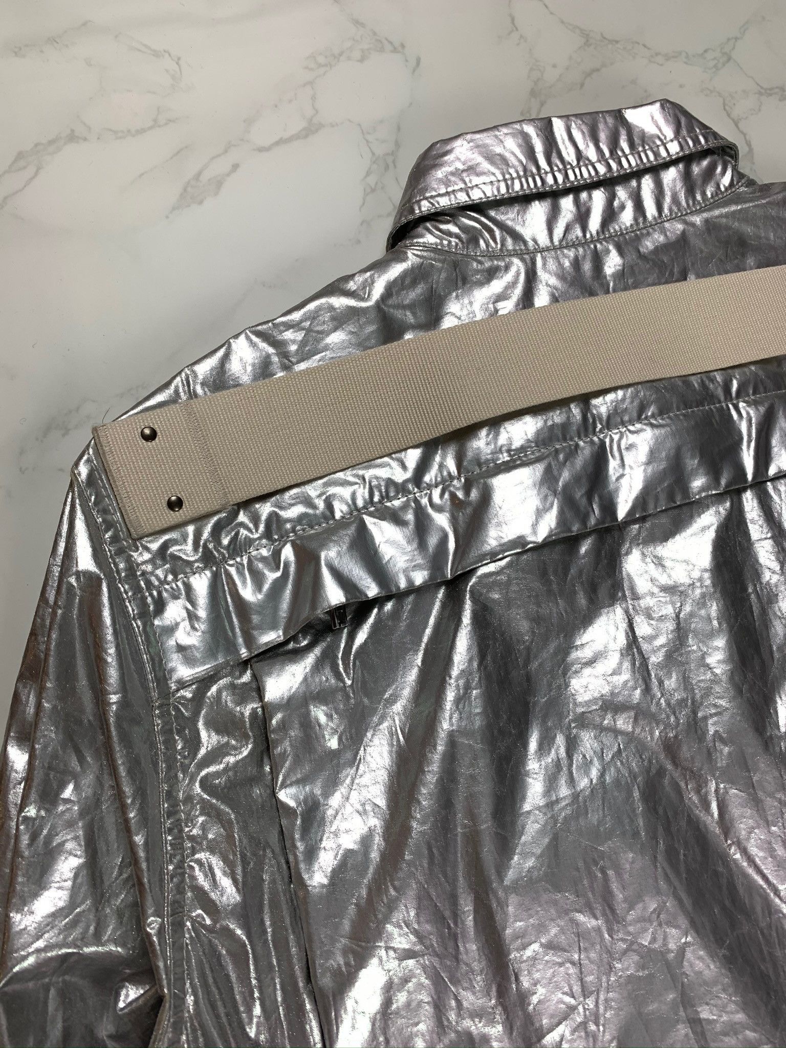Rick Owens × Rick Owens Drkshdw 🔥80% OFF🔥 Rick Owens Silver Cargo Pocket Overshirt Size US XS / EU 42 / 0 - 18 Thumbnail
