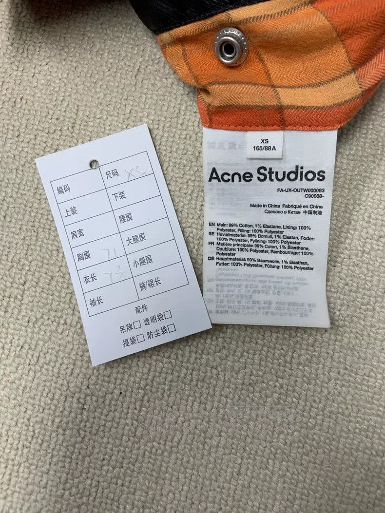 Acne Studios Acne Studios Orange smiley face logo plaid cotton coat Size US XS / EU 42 / 0 - 4 Thumbnail