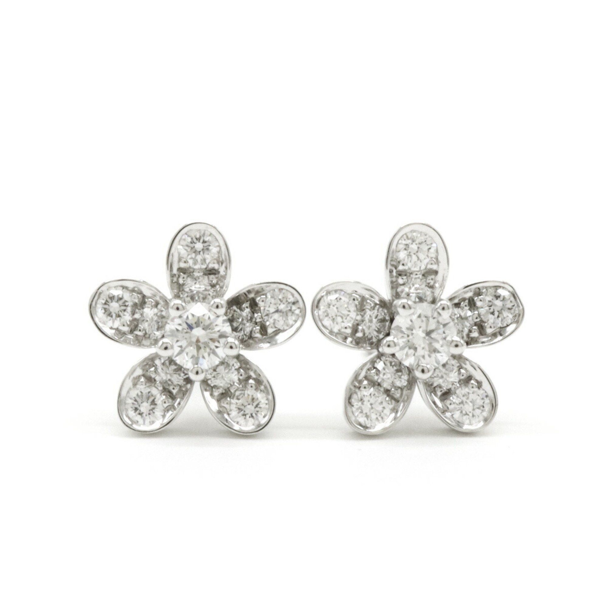 Van Cleef Arpels Socrates Earrings Flower K18WG White Gold