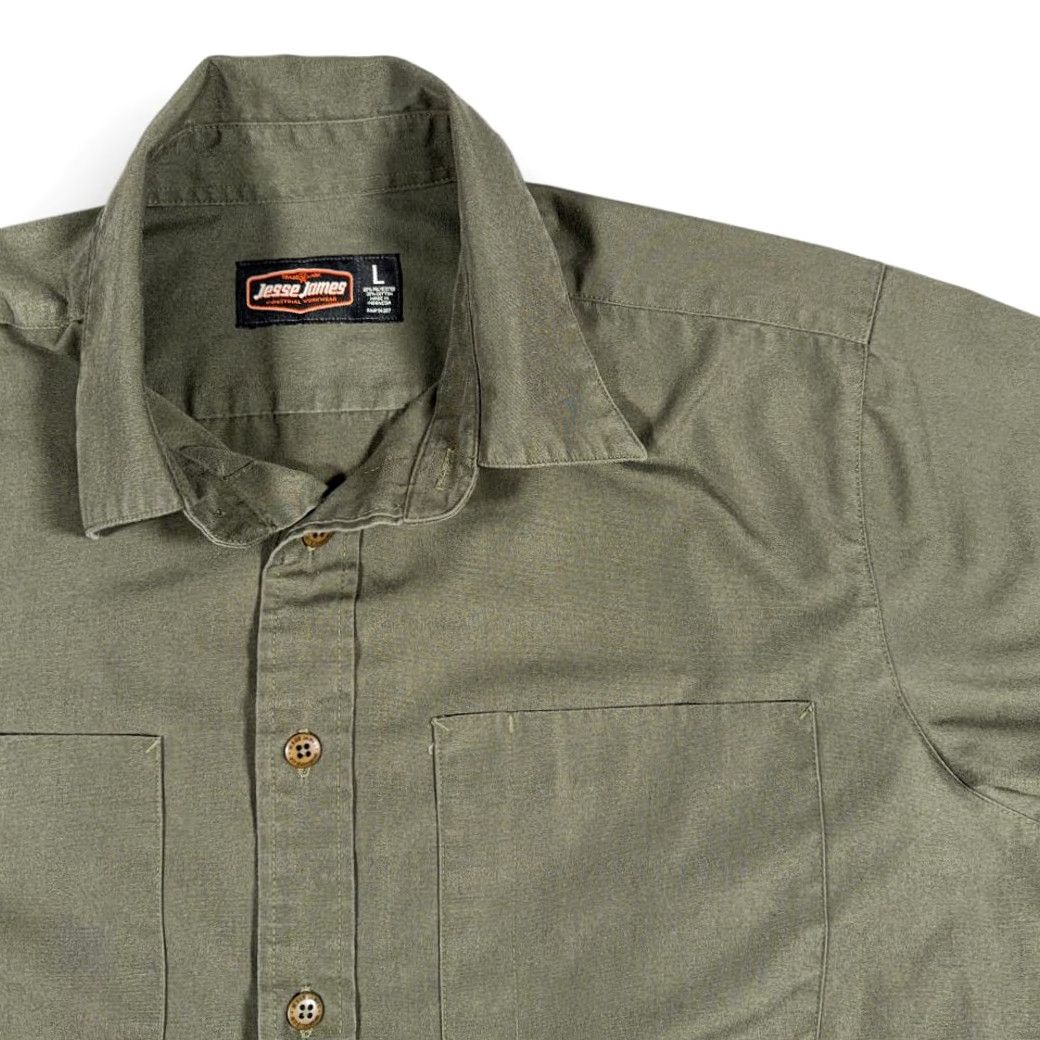 Vintage Jesse James Shirt Adult LARGE Green Industrial Workwear Shop Mechanic Button Up Size US L / EU 52-54 / 3 - 2 Thumbnail