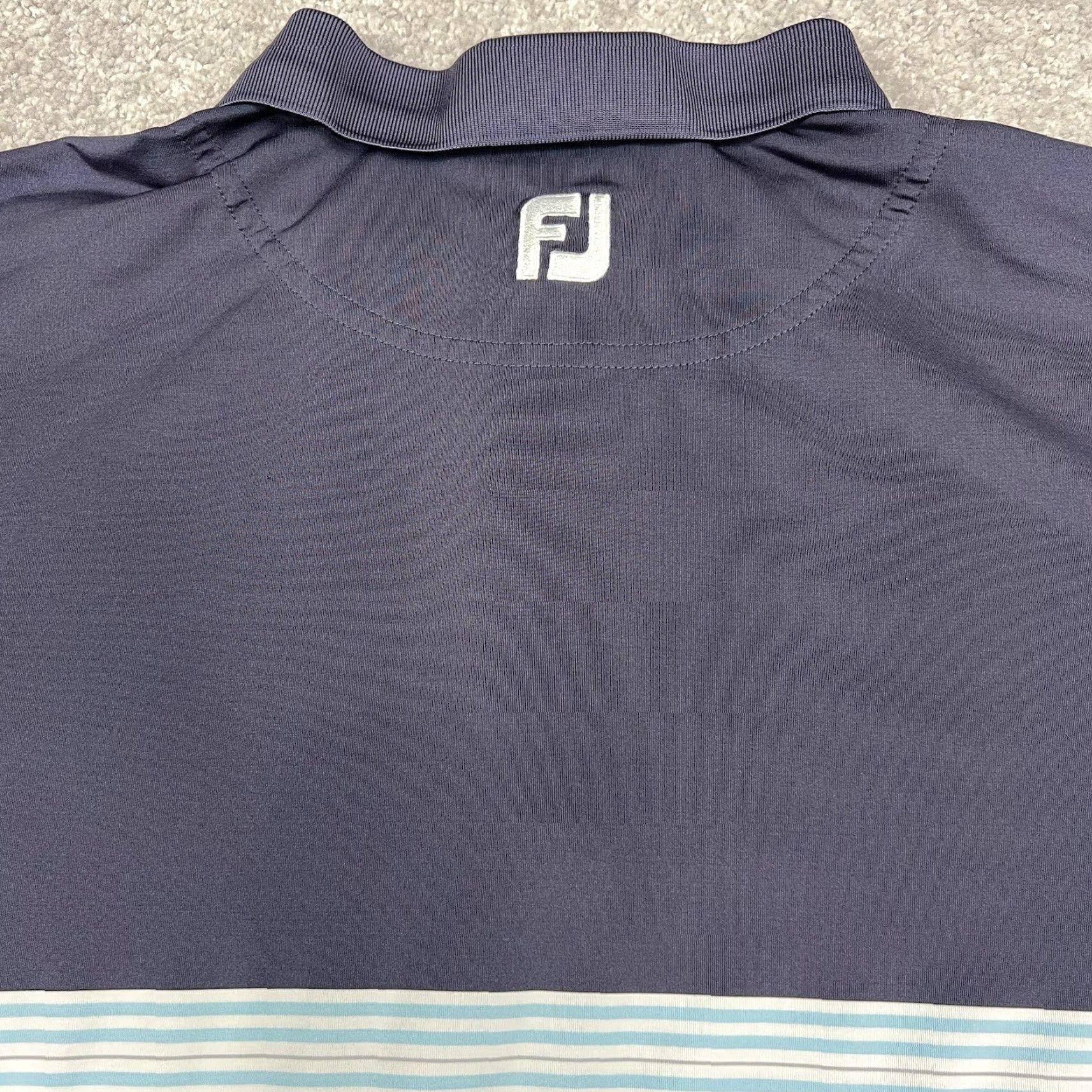 Footjoy FootJoy Polo Shirt Mens XL FJ Short Sleeve Blue White Striped Golf Stretch Size US XL / EU 56 / 4 - 6 Thumbnail