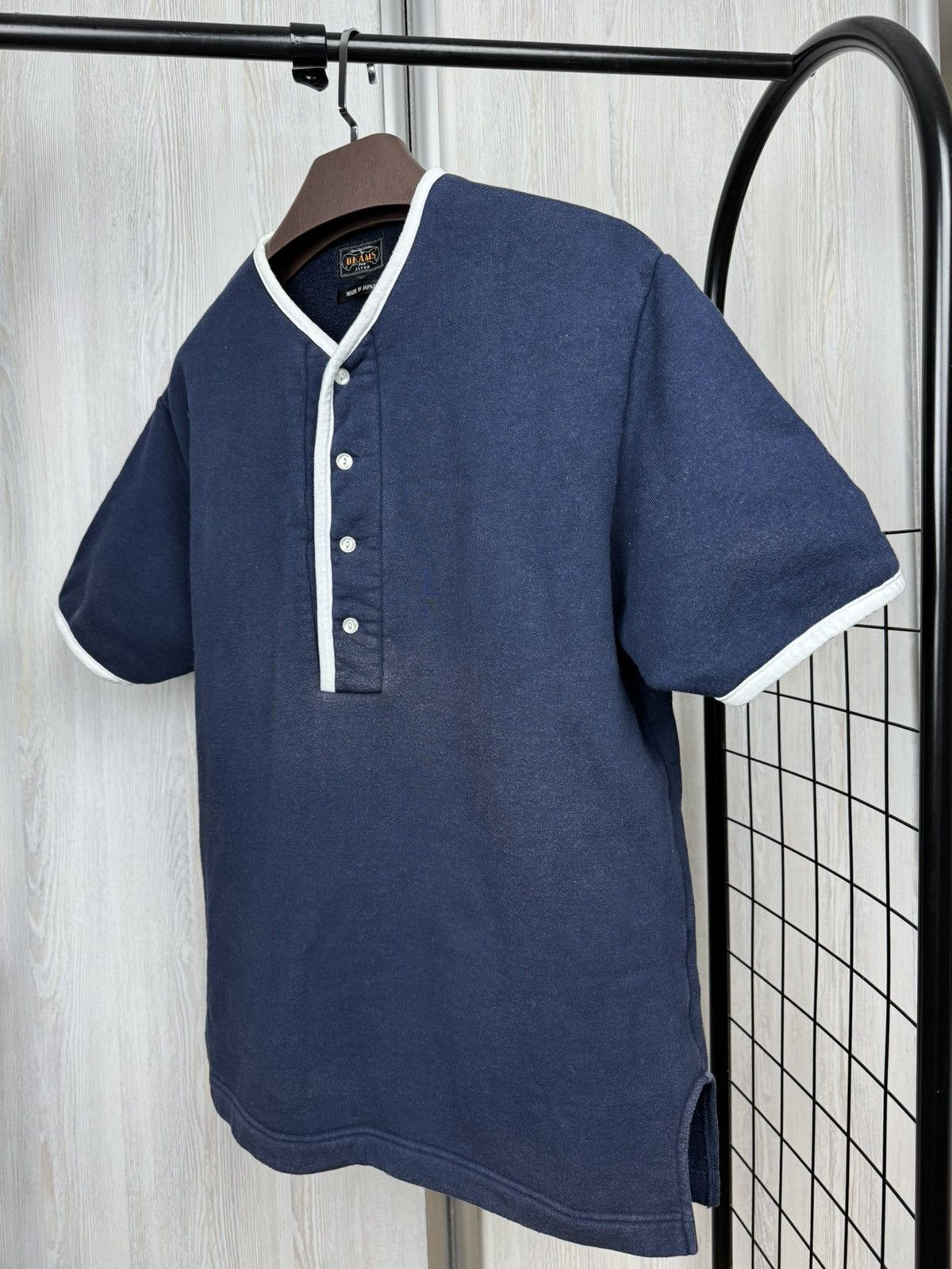 Beams Japan Beams made in Japan blue terry Henley faded tee shirt Size US M / EU 48-50 / 2 - 5 Thumbnail