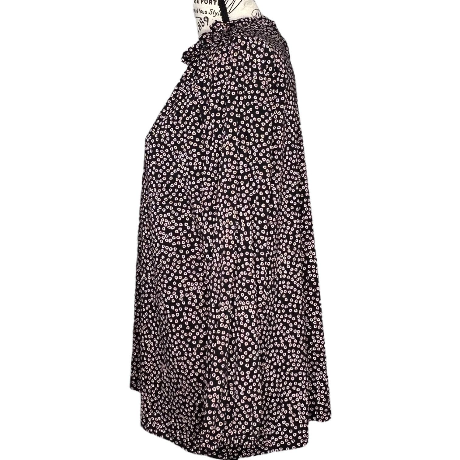 Adrianna Papell Moss Crepe Ruffle Neck 3/4 Sleeve Heart Patterned Top Size XL / US 12-14 / IT 48-50 - 3 Thumbnail