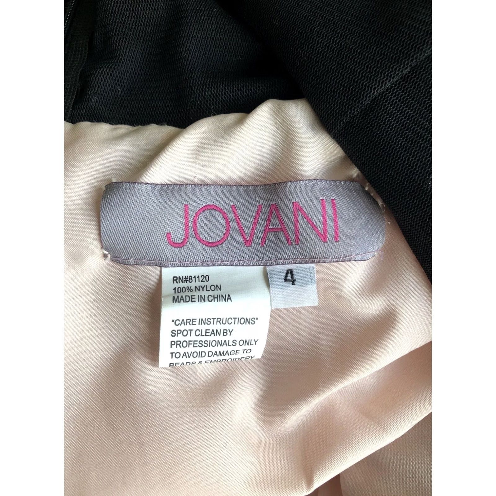 Vintage Jovani Formal Dress 4 Sleeveless Blk/Pnk Floral Beaded Halter Wired Full Skirt Size 27" / US 4 / IT 40 - 7 Thumbnail