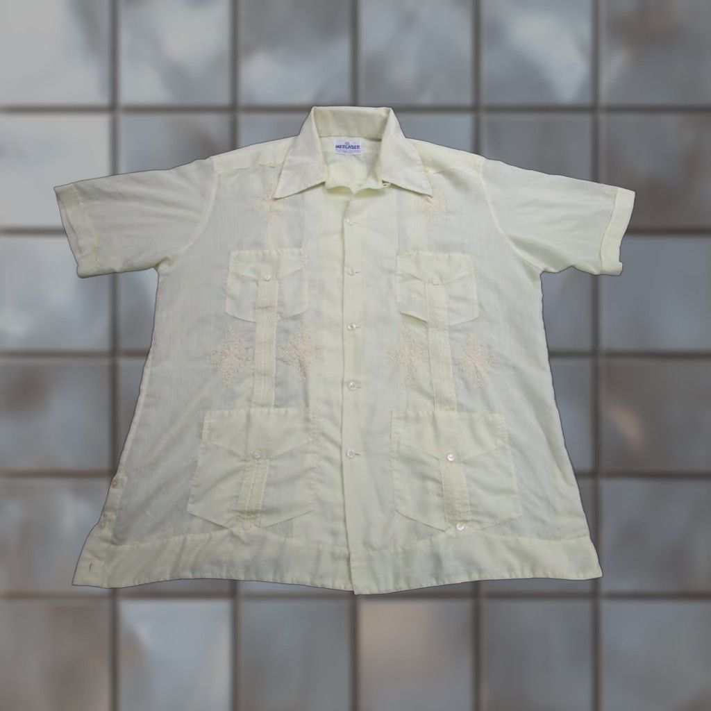 Vintage VINTAGE Mercader Yellow Short Sleeve Button-Up Shirt Mens L Relaxed Fit Cuban Rockabilly Size US L / EU 52-54 / 3 - 1 Thumbnail