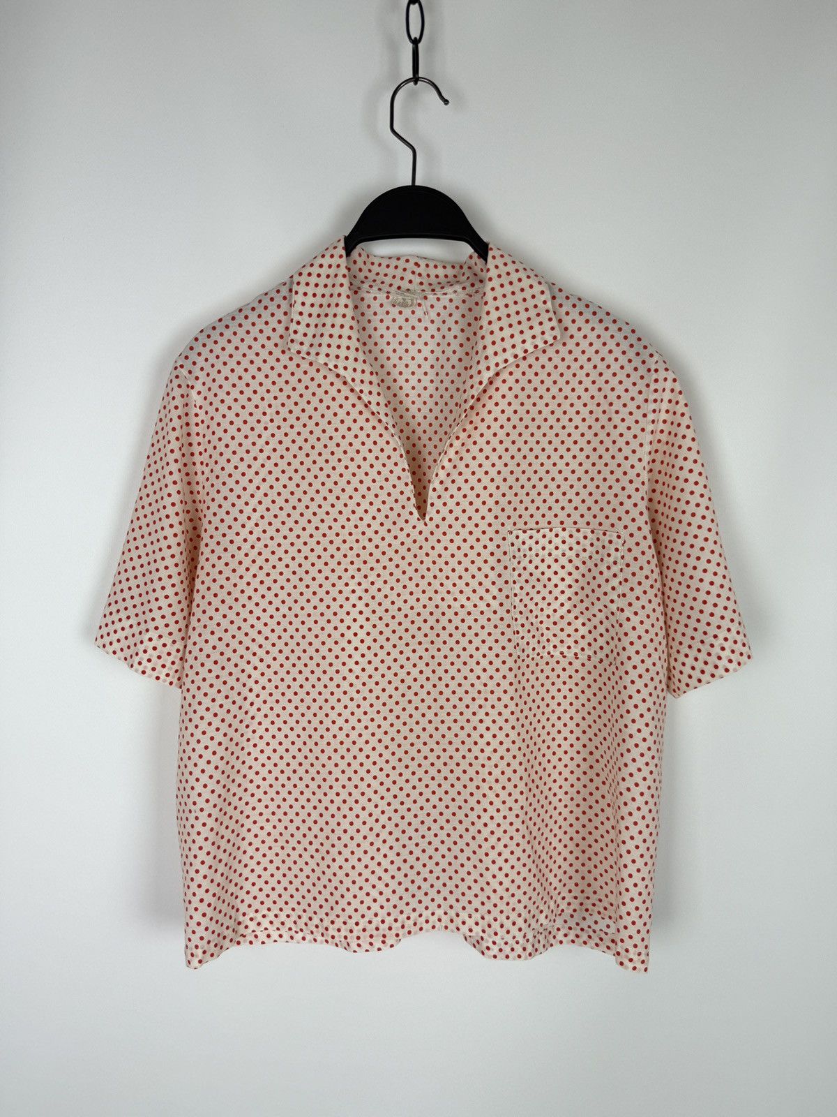 Vintage 60s 70s Vintage Red Polka Dot Pin Up Pullover Shirt Blouse Size XL / US 12-14 / IT 48-50 - 3 Thumbnail