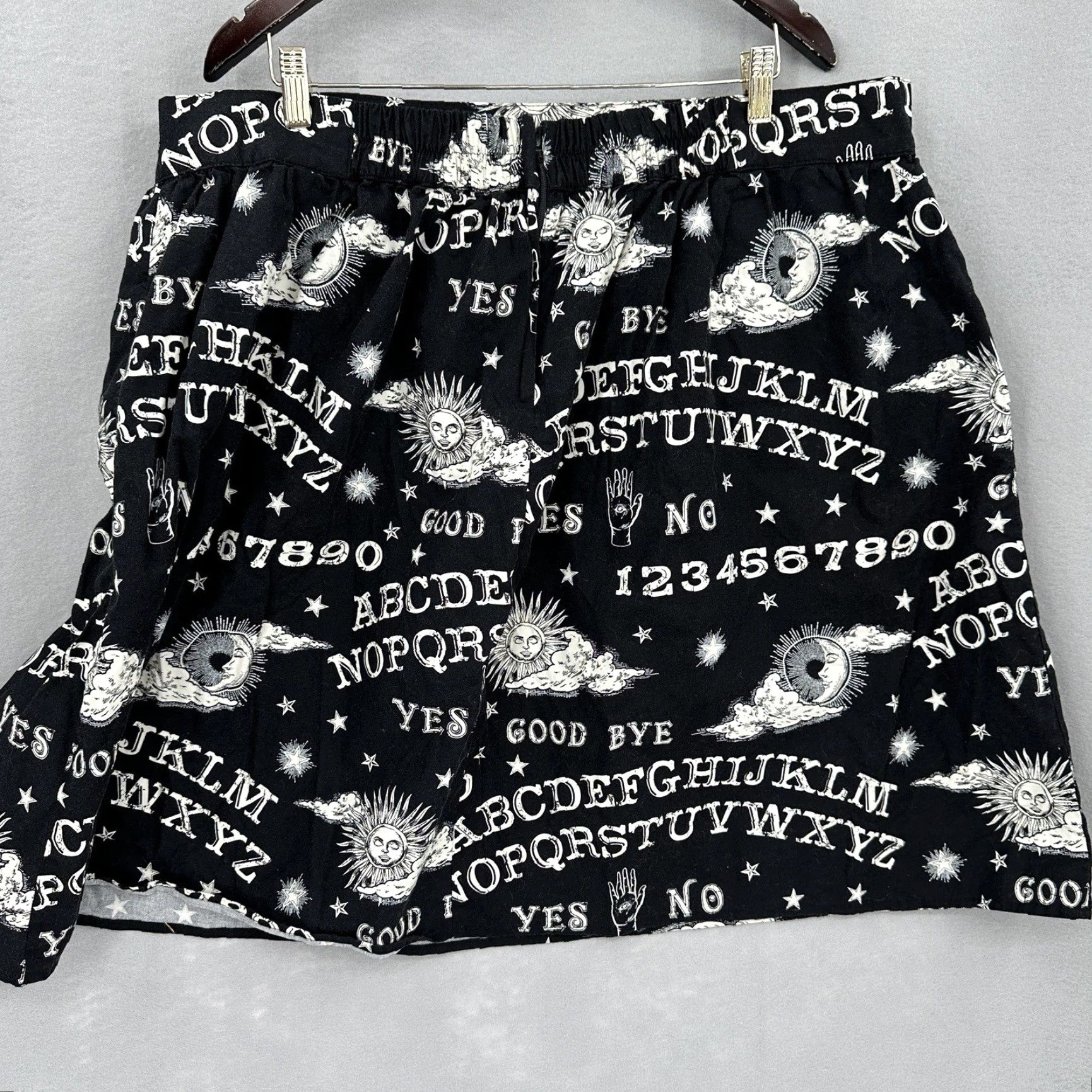 Vintage Folter Skirt Womens Plus 3XL Ouija Board Circle Skirt Cotton Goth Punk Witchy Skater Short Black Size 40" / US 18 - 3 Thumbnail