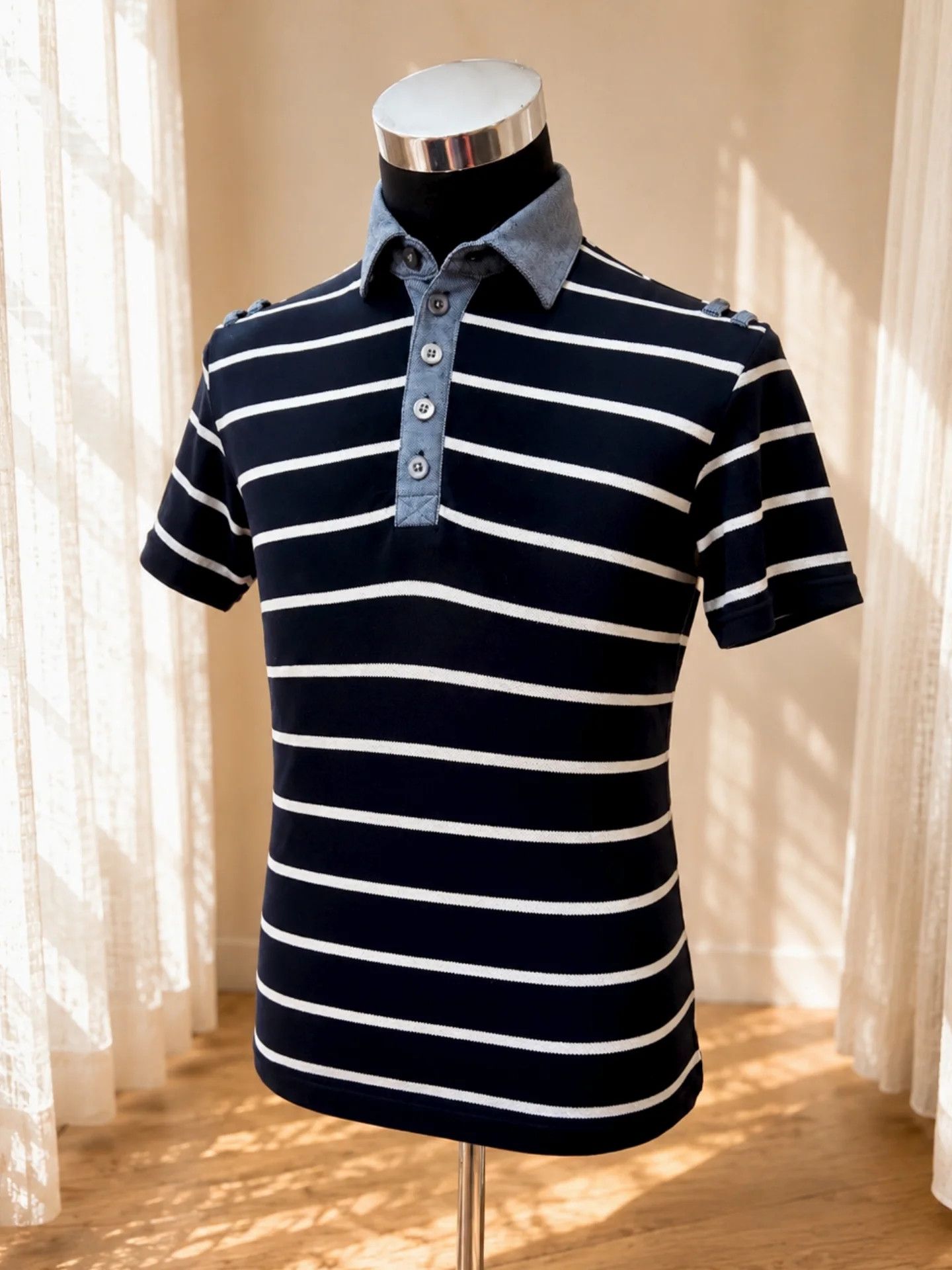 PPFM PPFM Stripes Polo Original Made in Japan ( M ) Size US M / EU 48-50 / 2 - 2 Thumbnail