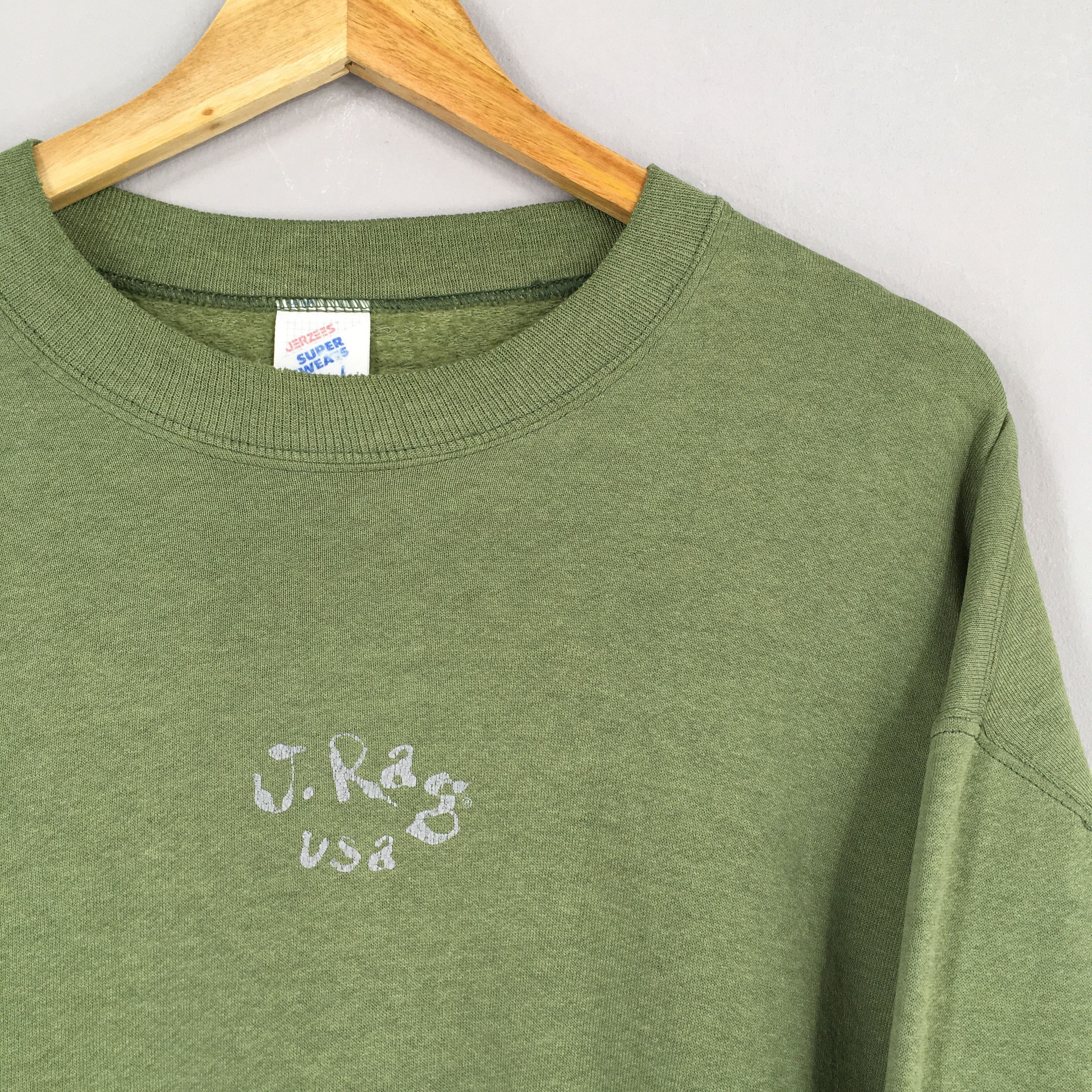 Bicycle × Vintage Vintage 80s J.Rag USA Crankset Bicycle Green Sweatshirt L Size US L / EU 52-54 / 3 - 4 Thumbnail