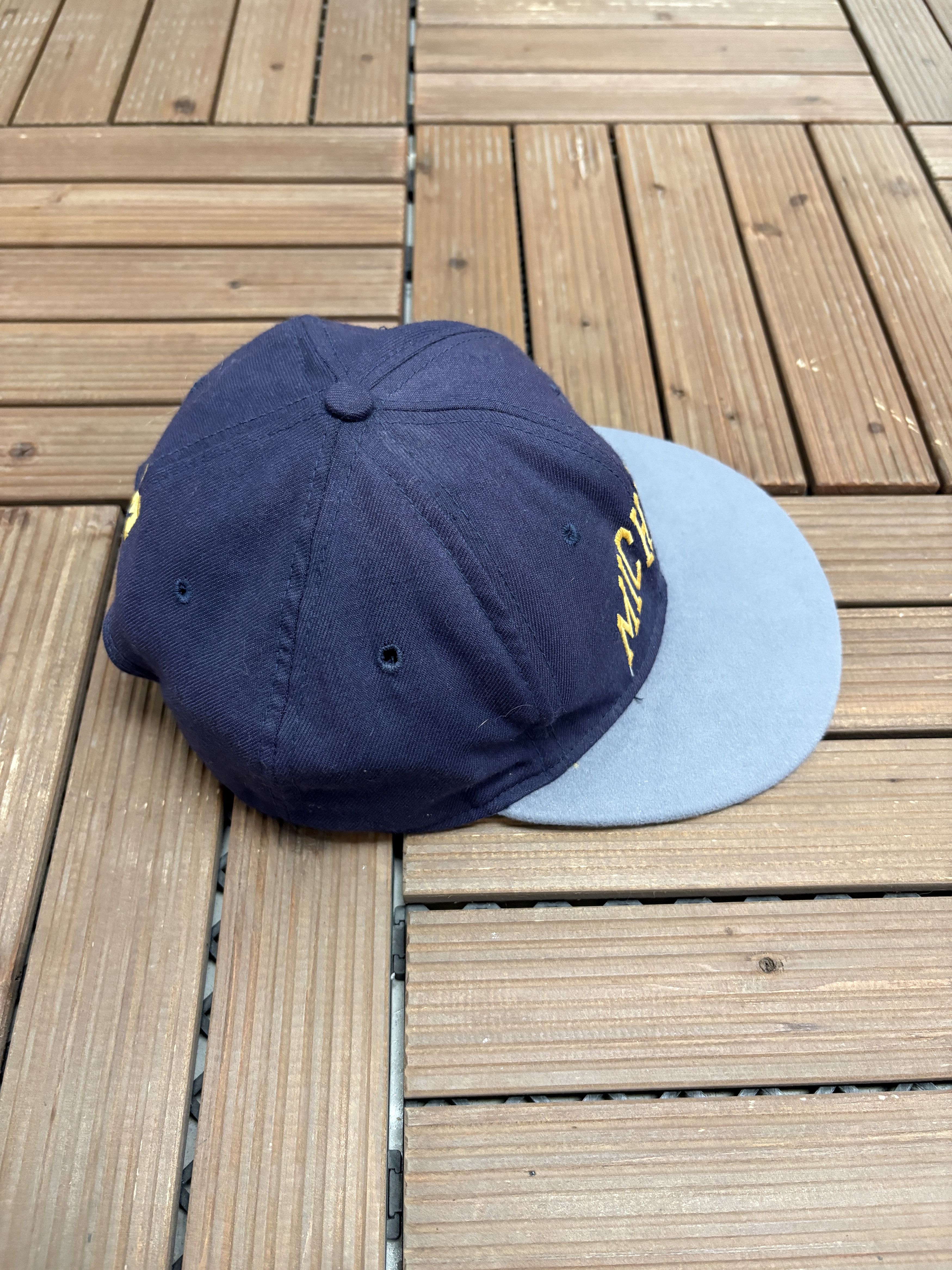 Vintage Michigan Wolverines Spell Out Vintage Blue Snap Back Hat Size ONE SIZE - 4 Thumbnail
