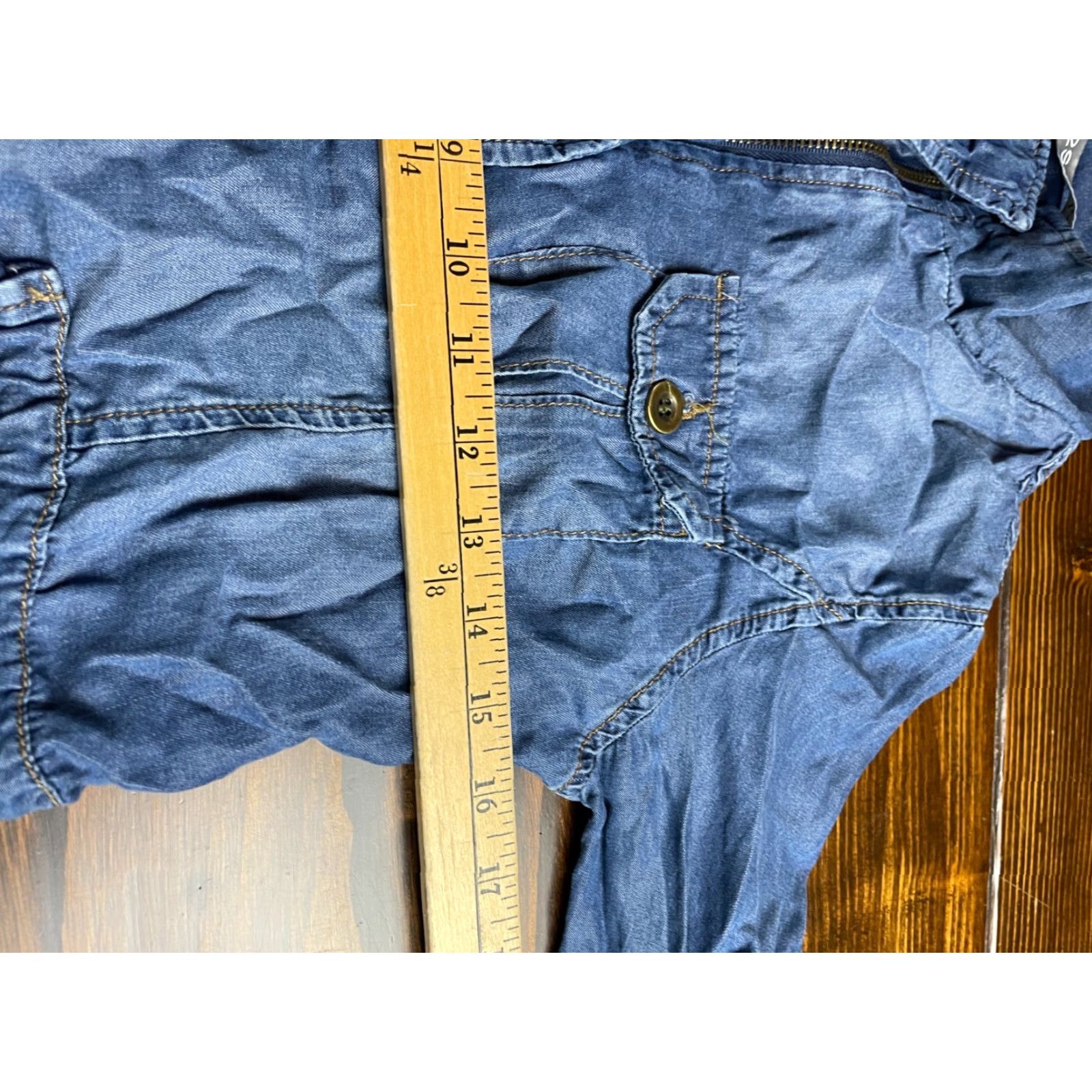 Vintage 2Sabe Jacket Women's Small Blue Chambray Full Zip Drawstring Pockets Size S / US 4 / IT 40 - 6 Thumbnail