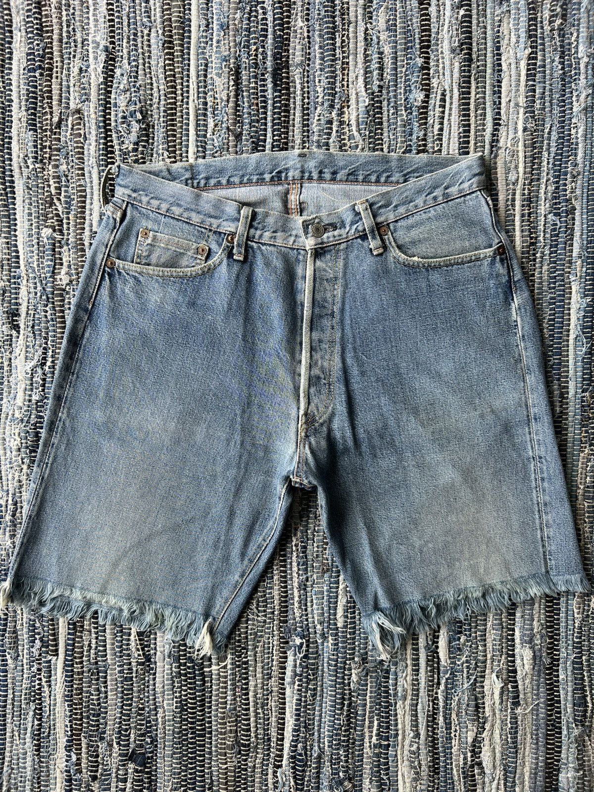 Levi's Vintage Clothing Studio D'Artisan Raw Hem Beauty Faded Selvaged Jorts Denim Size US 34 / EU 50 - 2 Thumbnail