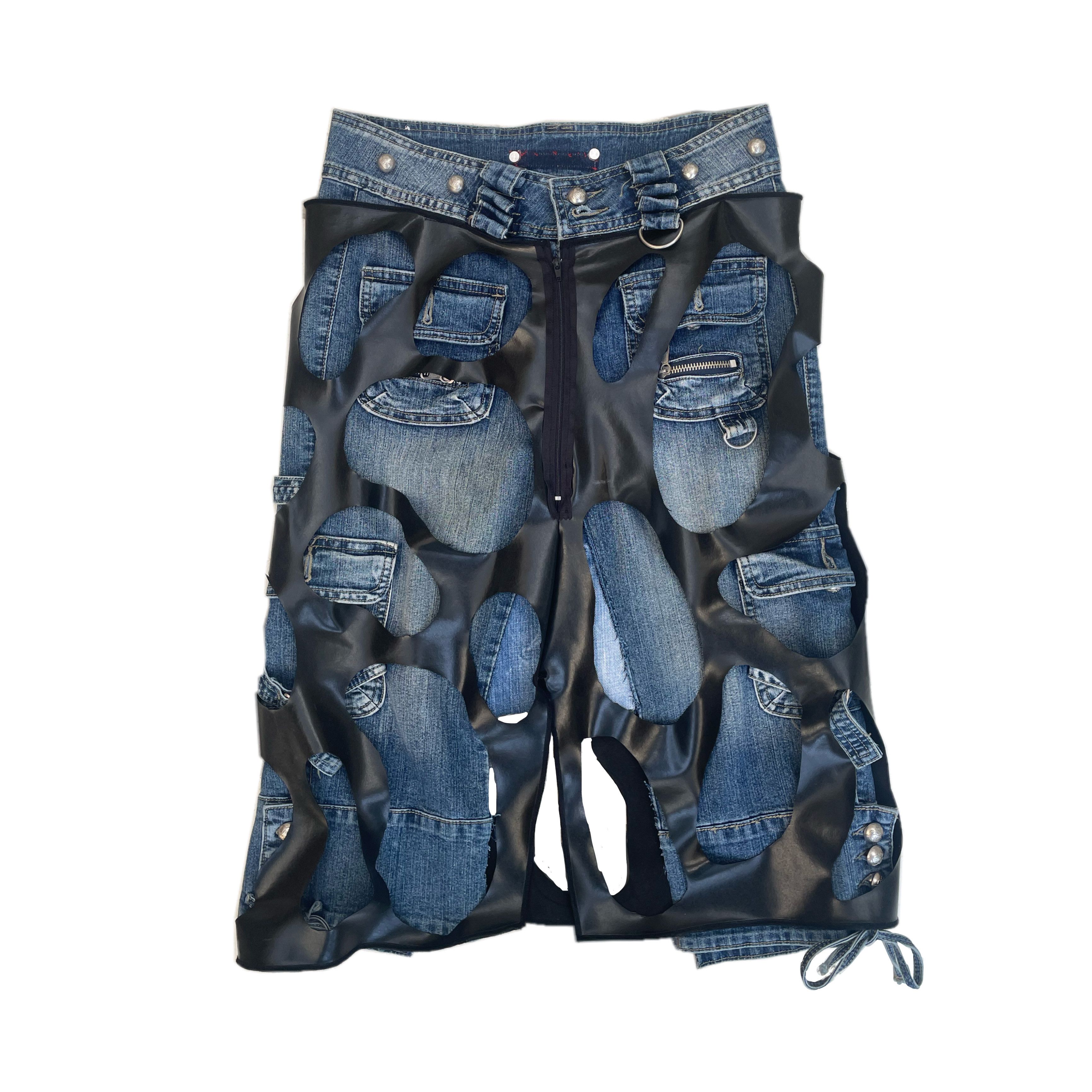 image of Barkalnd Black Fake Leather Skirt in Blue, Women's (Size 25)