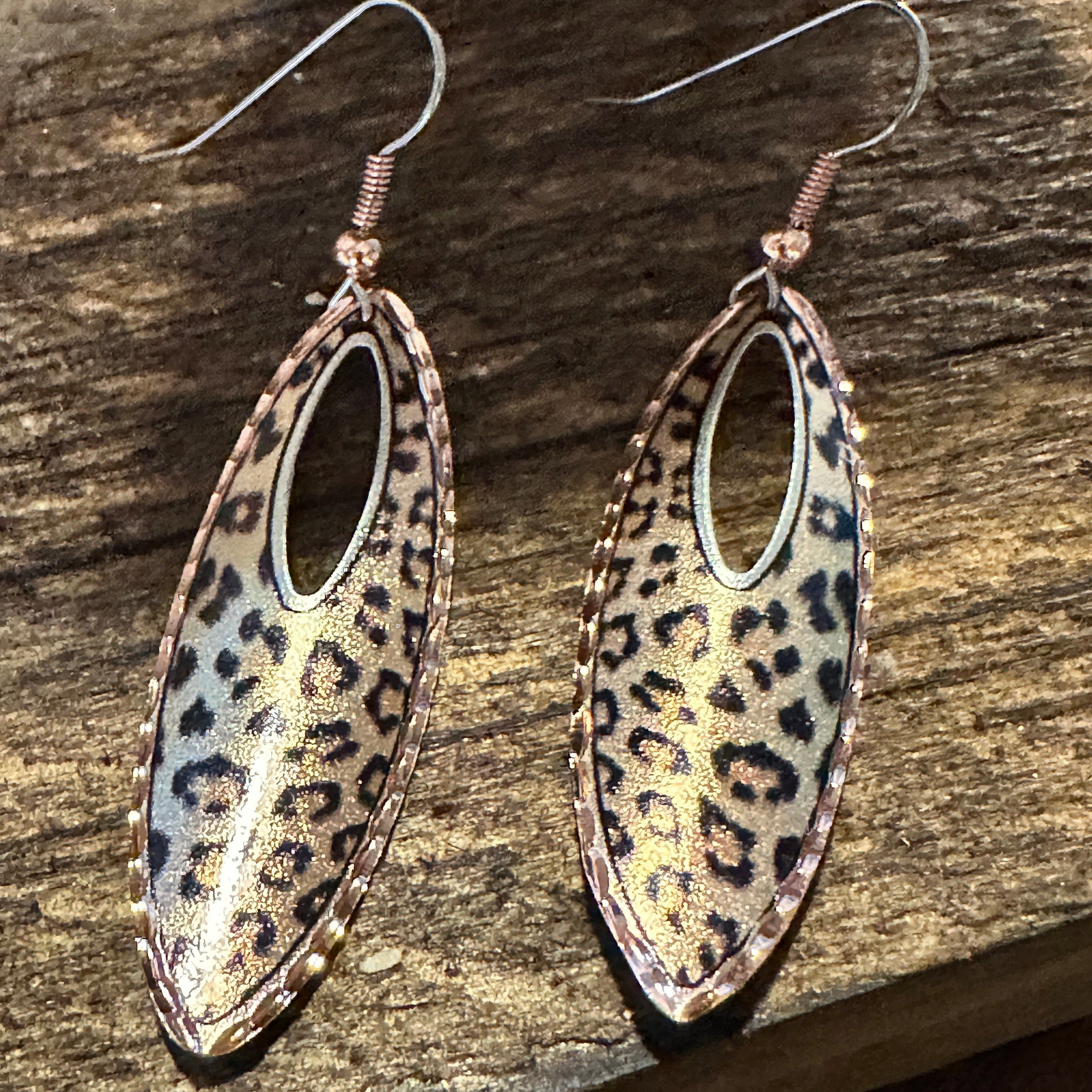 Other Handmade Boho Copper Earrings, Tear Drop Leopard Wire Earrin Size ONE SIZE - 9 Thumbnail