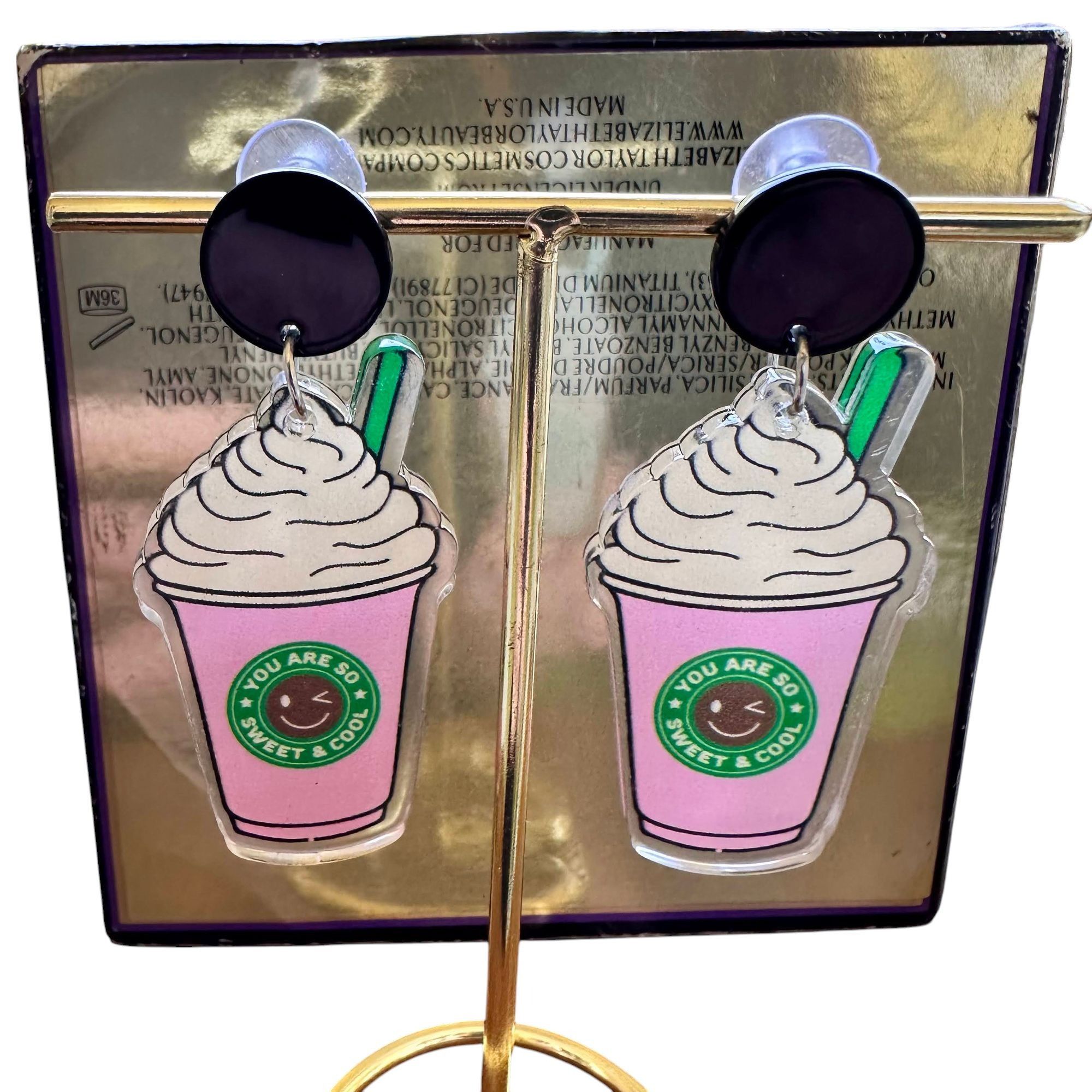 Handmade Cappuccino Coffee Earrings Pink Pup Cup Boat Drinks Cruise Size ONE SIZE - 8 Thumbnail