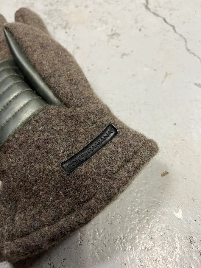 Dolce & Gabbana 2000s Dolce & Gabbana Grey Wool & Leather Gloves Size ONE SIZE - 6 Thumbnail