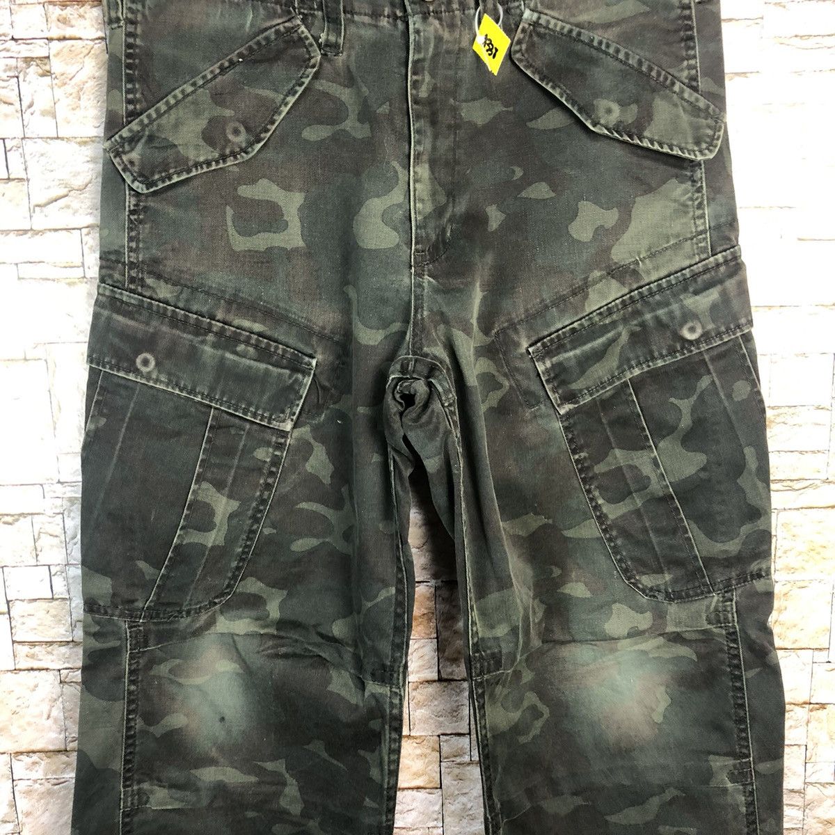 Japanese Brand Free Gale Green Camo Cargo Multipocket Pants #A338 Size US 29 - 6 Thumbnail