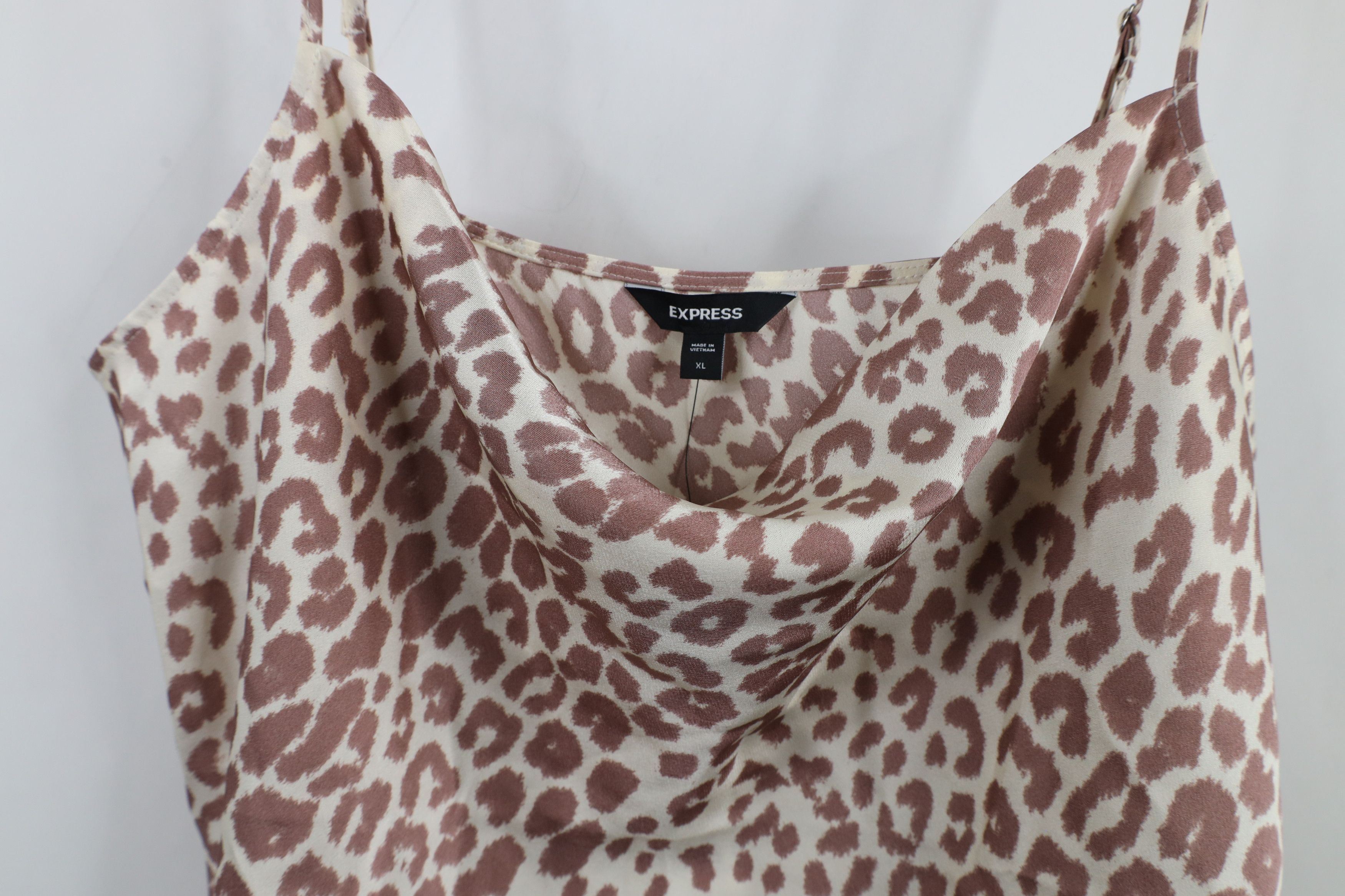 Express × Vintage New Express Satin Polyester Leopard Cami Tank Top T-Shirt Size XL / US 12-14 / IT 48-50 - 6 Thumbnail