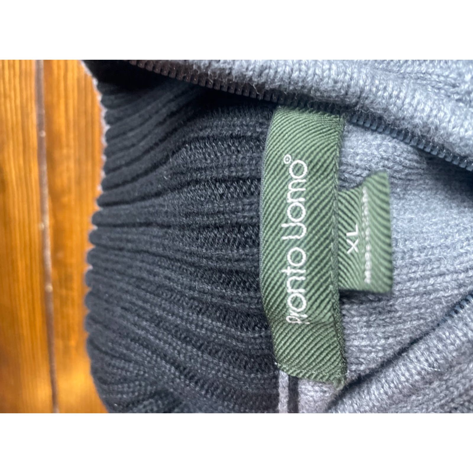 Pronto Uomo Pronto Uomo Sweater Men XL Gray Quarter Zip V-Neck Long Sleeve Ribbed Edge Pullover Size US XL / EU 56 / 4 - 3 Thumbnail