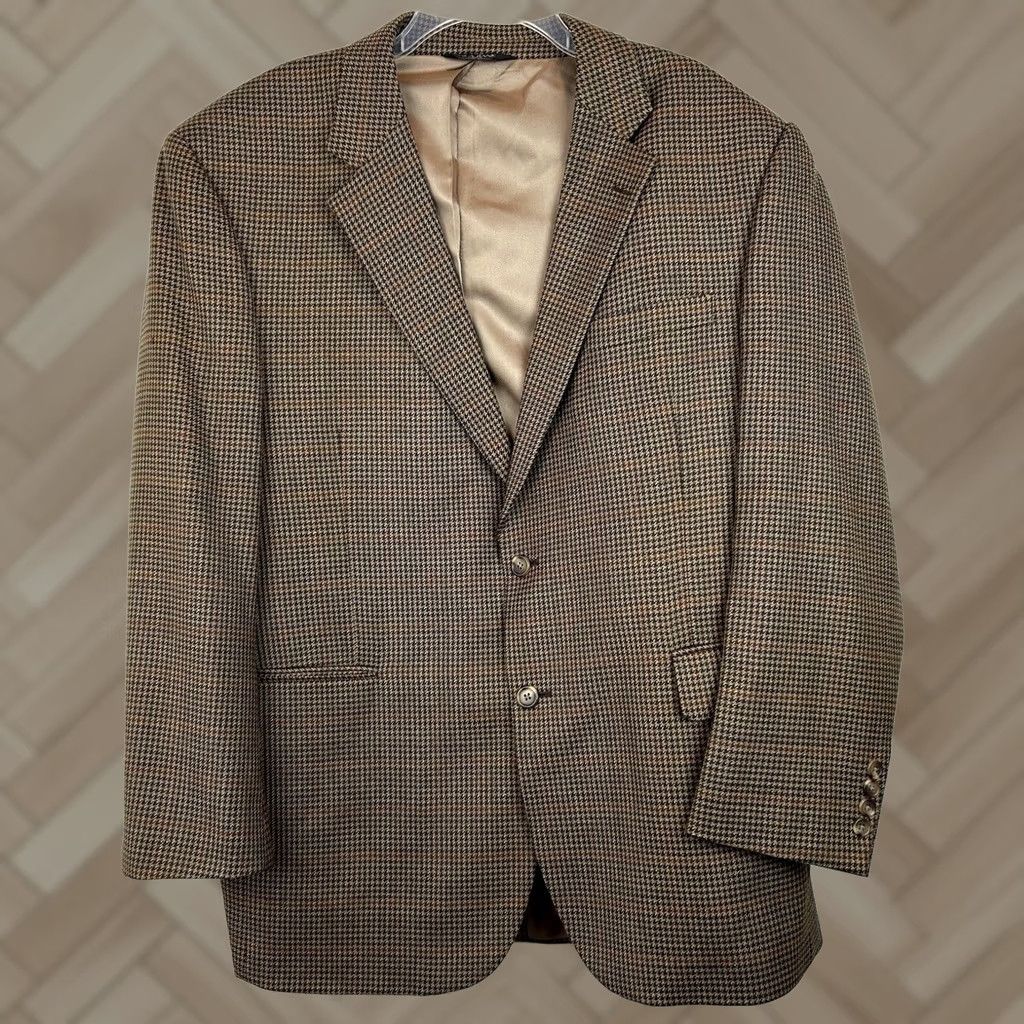 Jos. A. Bank Jos. A. Bank Sport Coat Mens 46R Wool Houndstooth Notch Two-Button Single-Breasted Blazer Size 46R - 1 Thumbnail