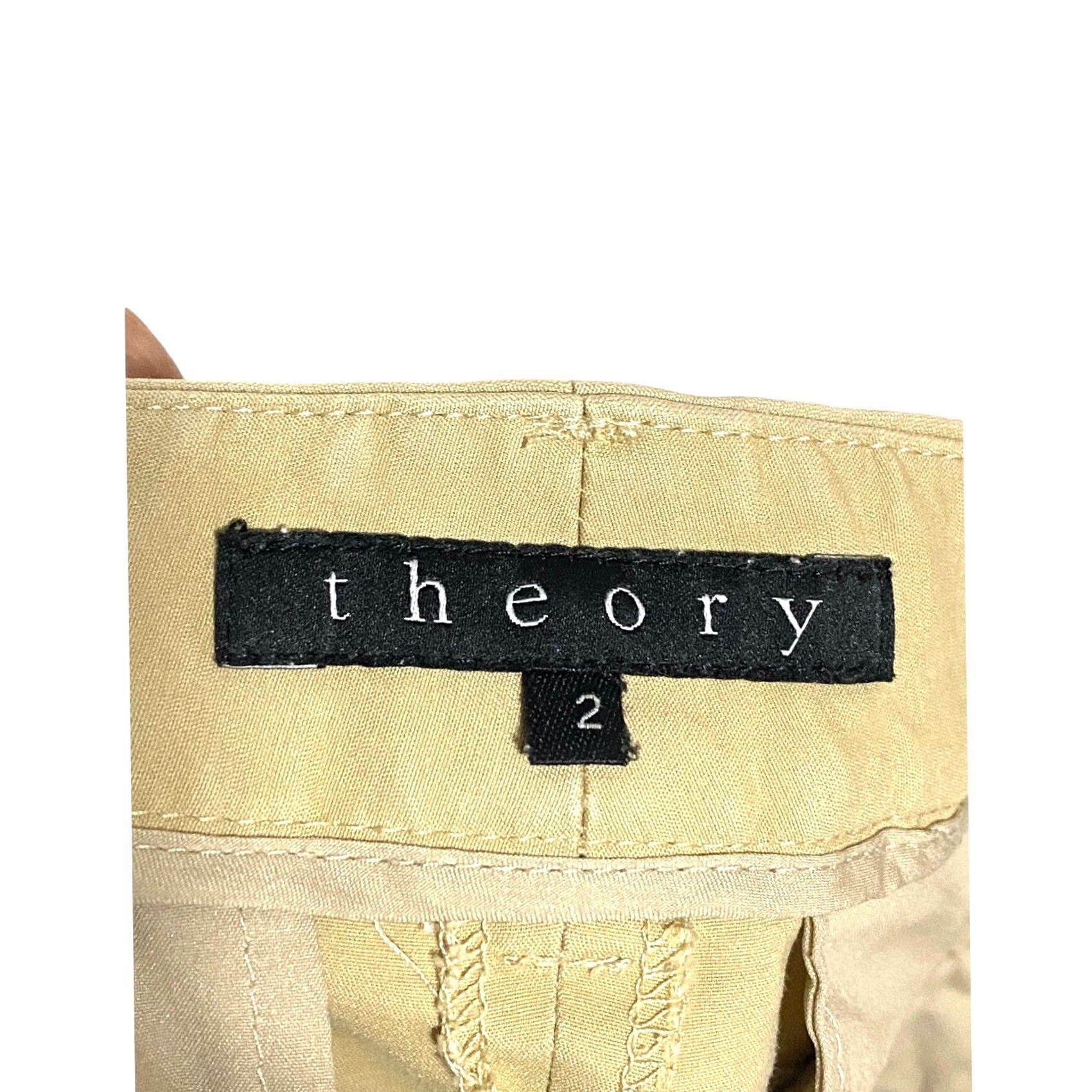 Theory Theory Chino Shorts Womens 2 Stretch Khaki Pockets Flat Front Casual Beige 8 Inseam Men? Size 26" / US 2 / IT 38 - 4 Thumbnail