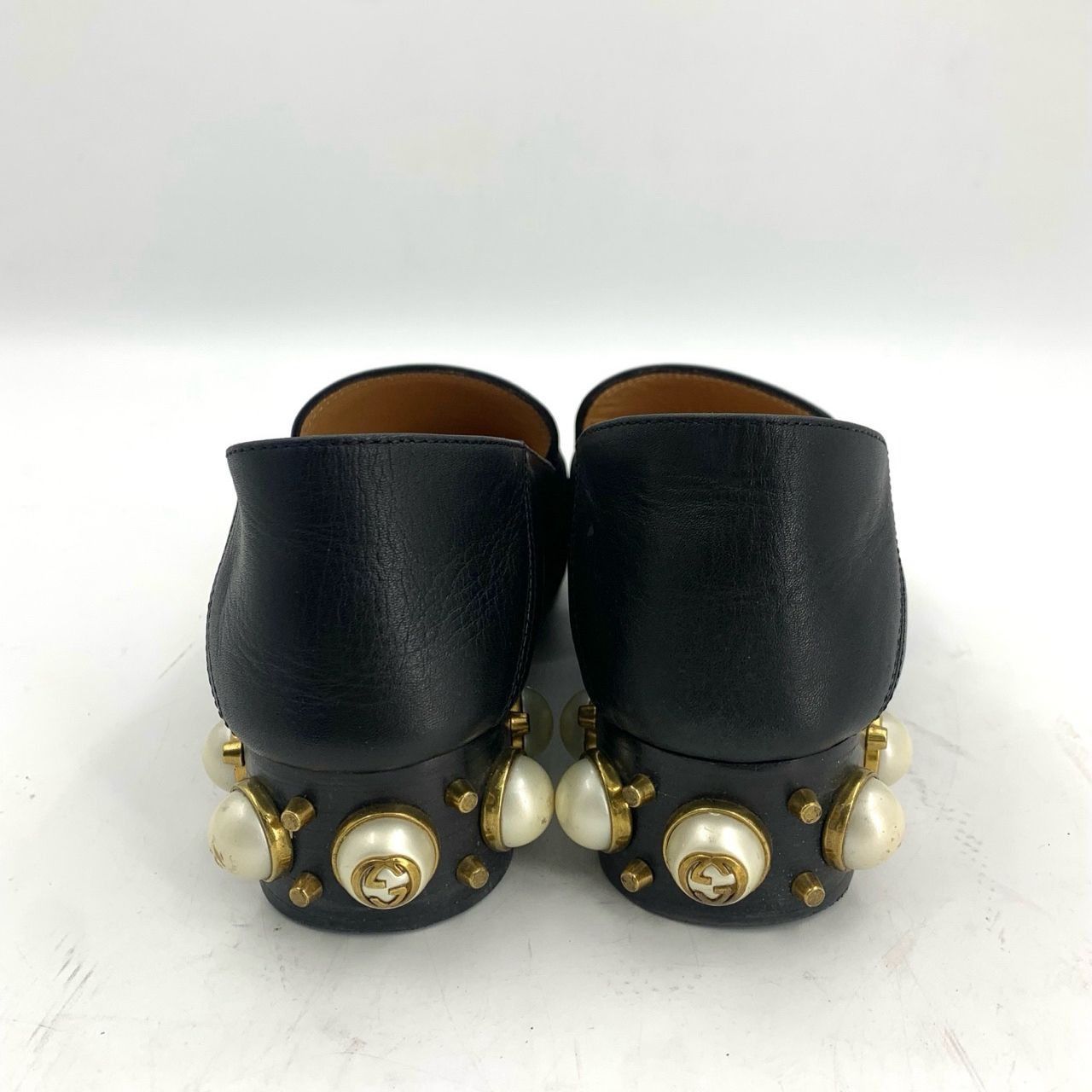 Gucci Gucci Womens Black Leather Loafers Size 37 Square Toe With P Size US 7 / IT 37 - 7 Thumbnail