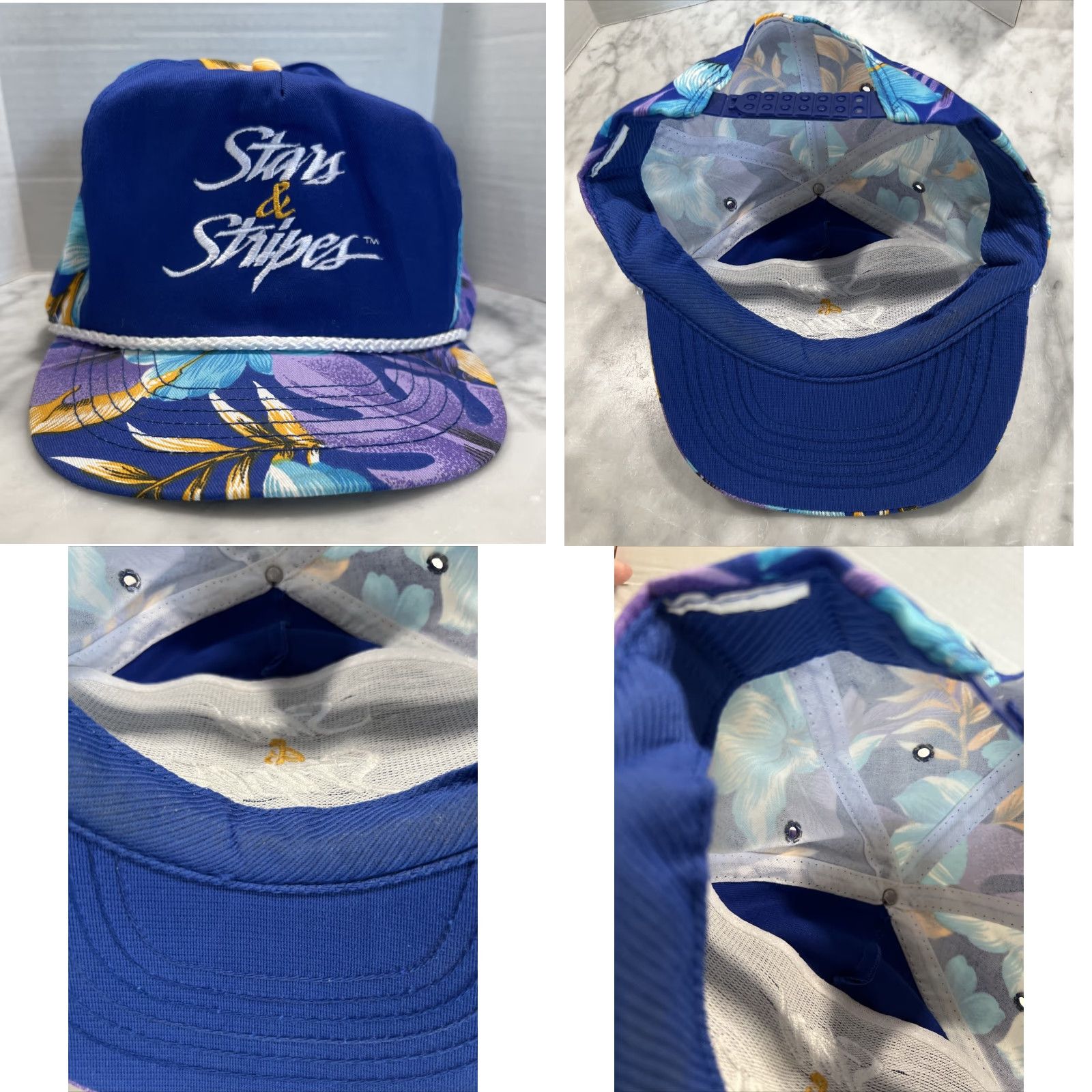 Vintage VINTAGE Stars & Stripes Hat Yatch Racing Team Snapback Hawaii Floral Rope American Cup One Size Mens Size ONE SIZE - 8 Thumbnail