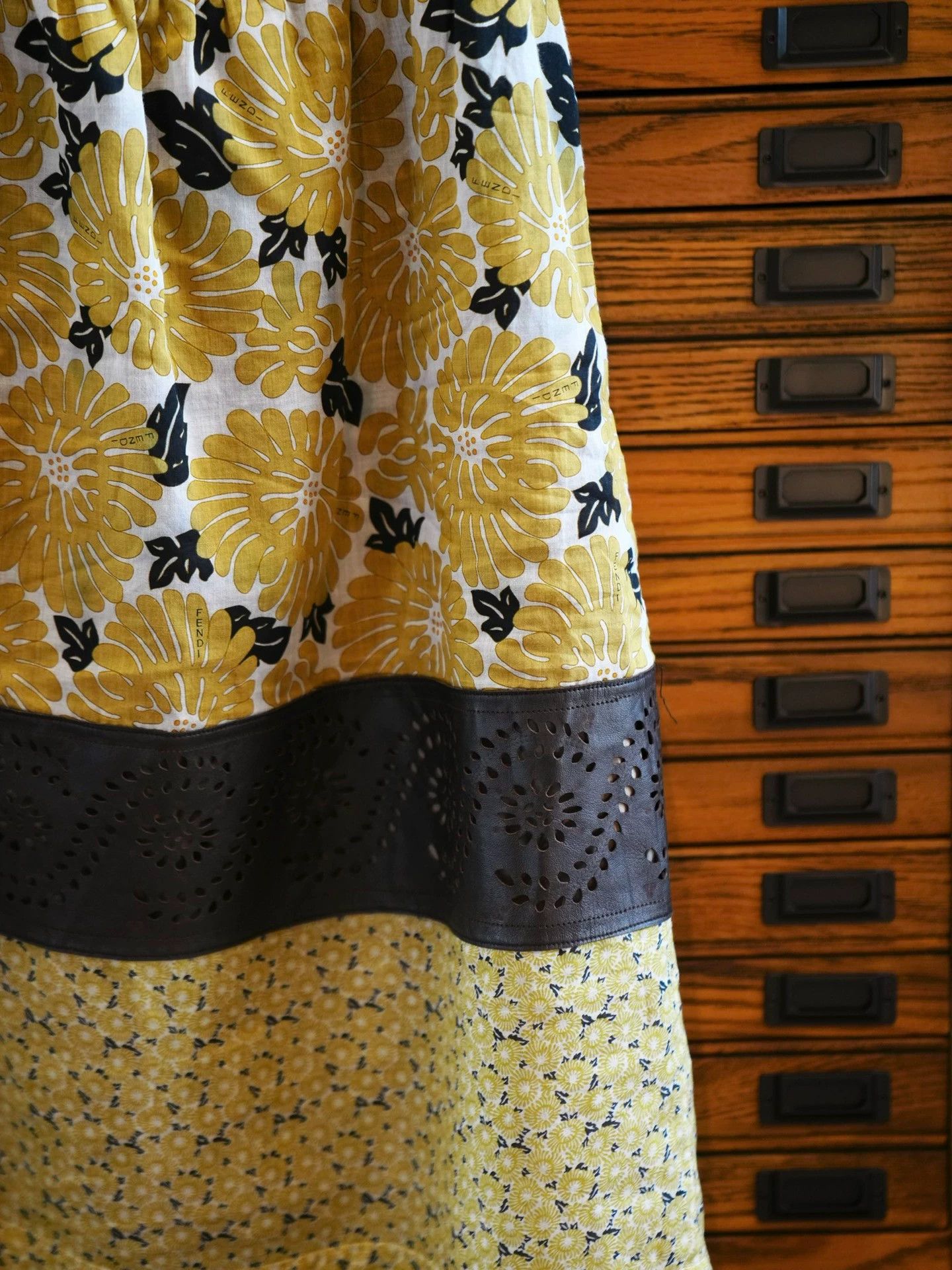 Fendi Fendi Vintage Yellow Leather Carved Paneled Women's Dress Size M / US 6-8 / IT 42-44 - 5 Thumbnail