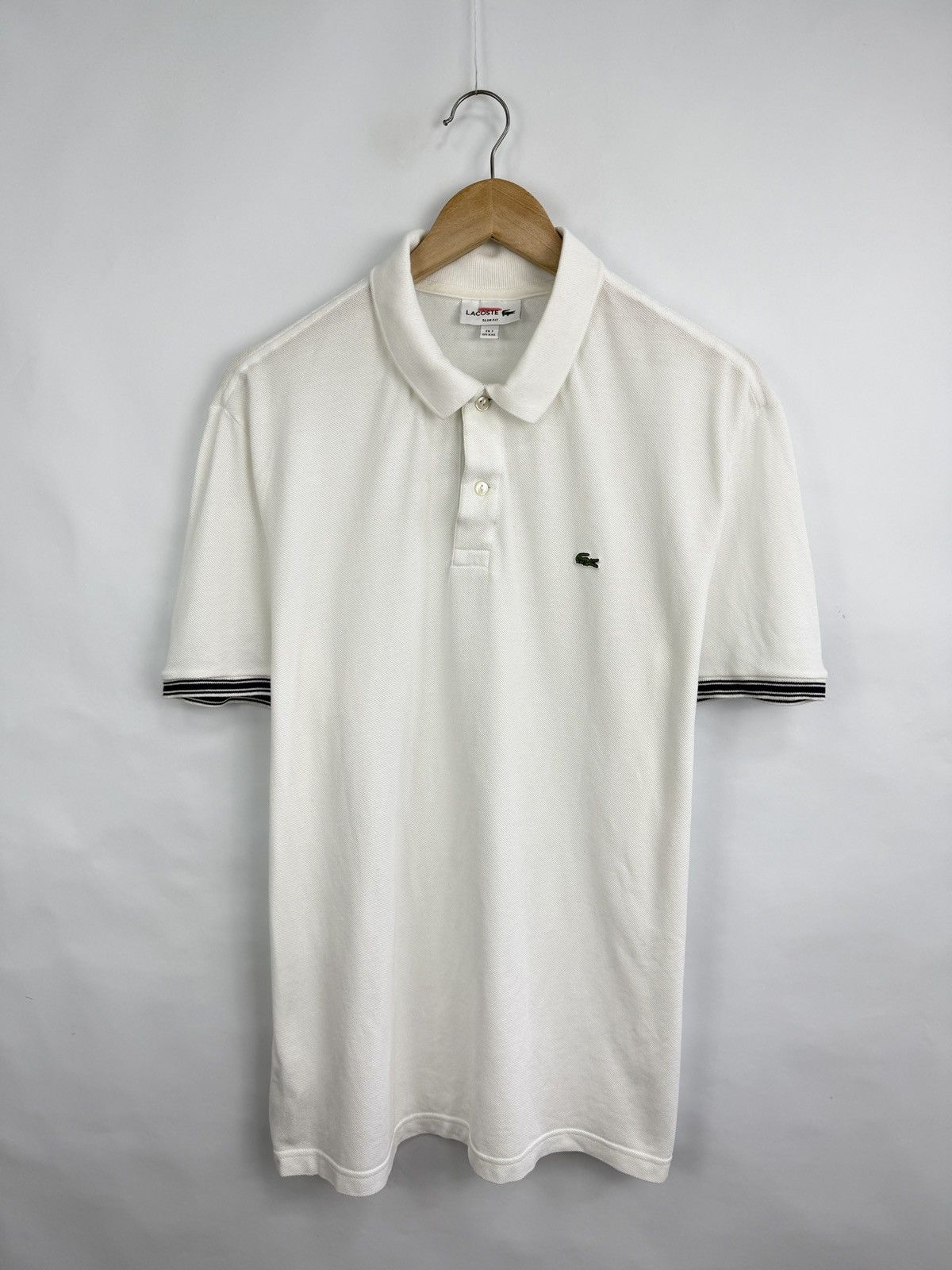 Lacoste 🇫🇷 Lacoste Polo T-Shirt Slim Fit Made In France Retro Rare Size US XXL / EU 58 / 5 - 4 Thumbnail