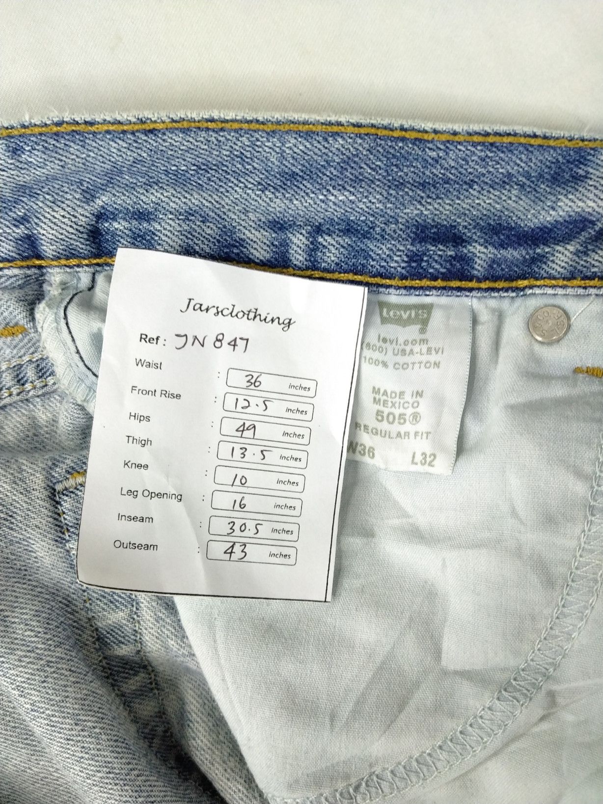 Levi's Light Blue Wash Vintage Levi's 505 36x30.5 Denim -JN847 Size US 36 / EU 52 - 7 Thumbnail