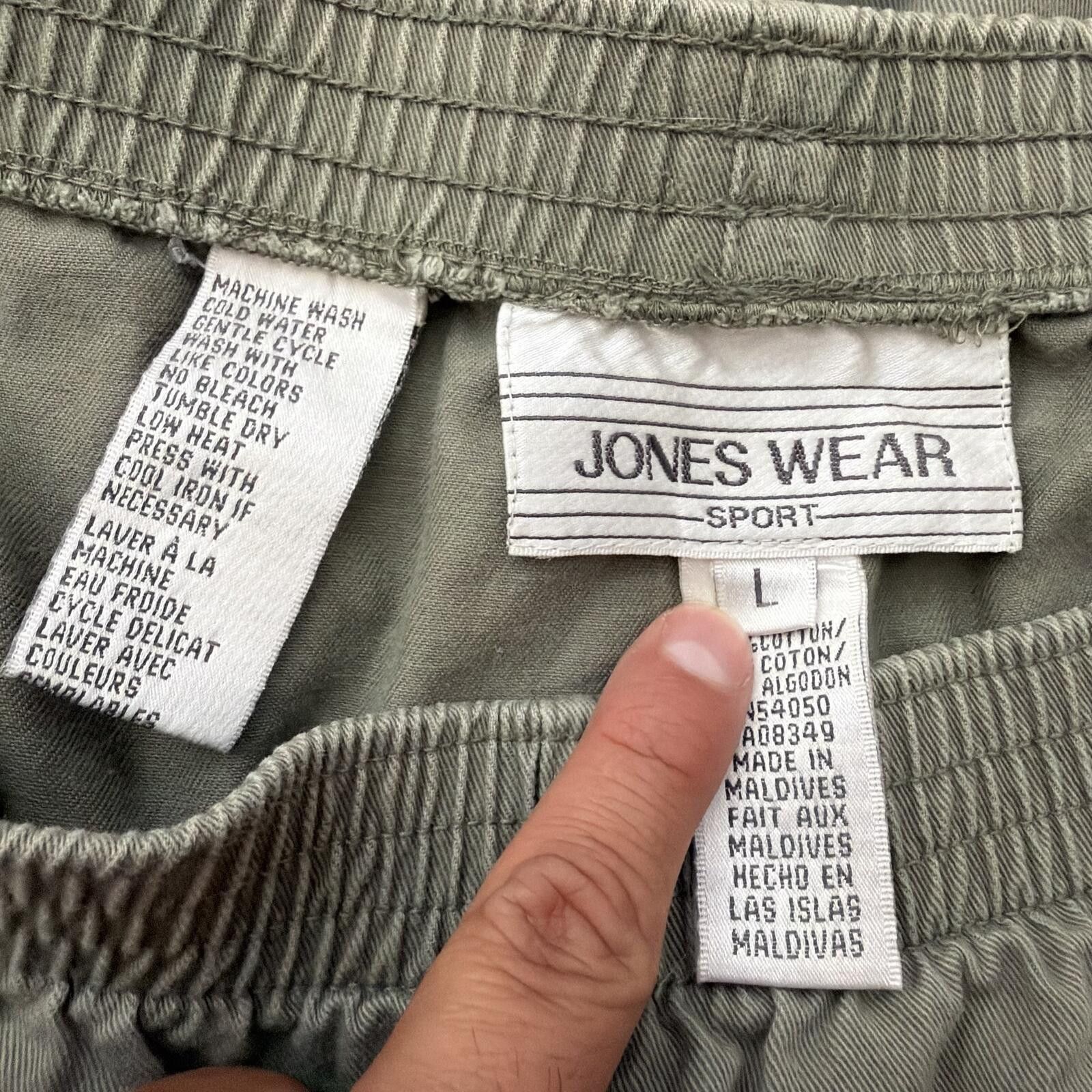 Other Vintage 90s Jones Wear Sport Cotton Cargo Shorts Olive Green Size US 34 / EU 50 - 3 Thumbnail