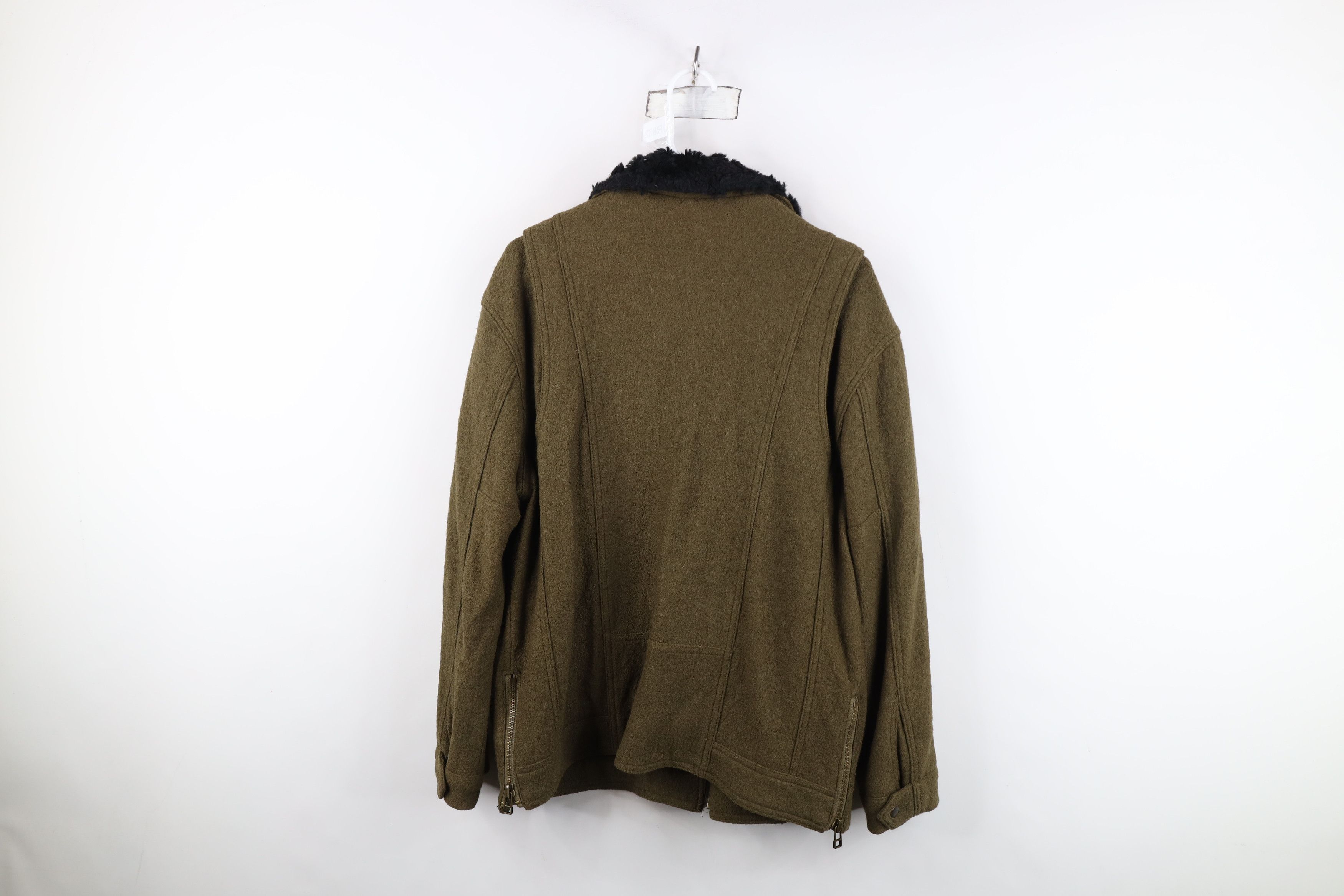 Free People Free People Chic Asymmetrical Zip Wool Bomber Jacket Green Size M / US 6-8 / IT 42-44 - 14 Thumbnail