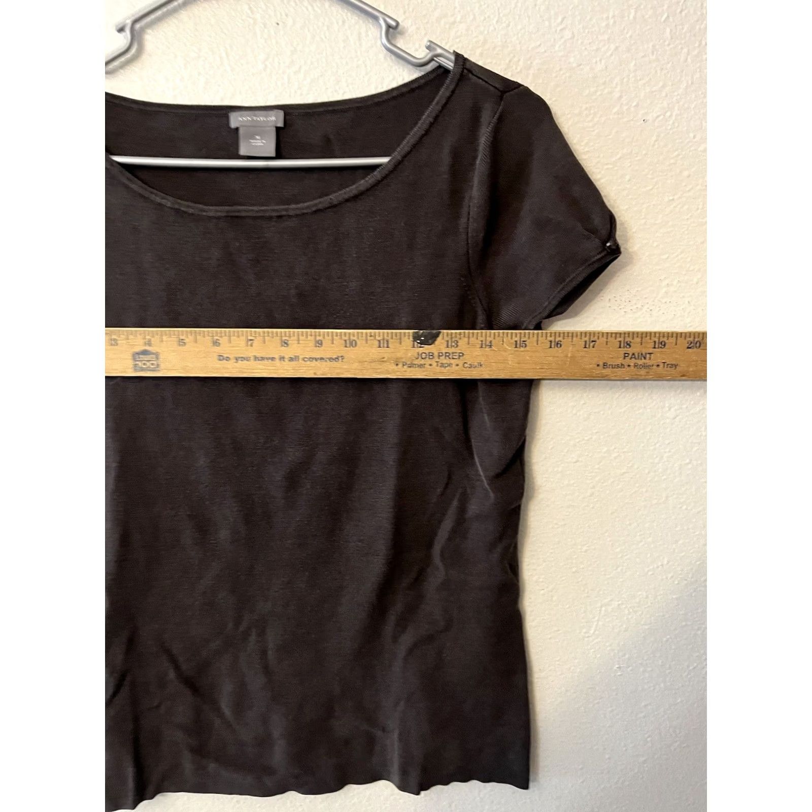 Ann Taylor Ann Taylor Brown Solid T Shirt Top Womens Size M Short Sleeve Crochet Flutter Sleeve Crew Neck Casual Knit 100% Cotton Size M / US 6-8 / IT 42-44 - 5 Thumbnail