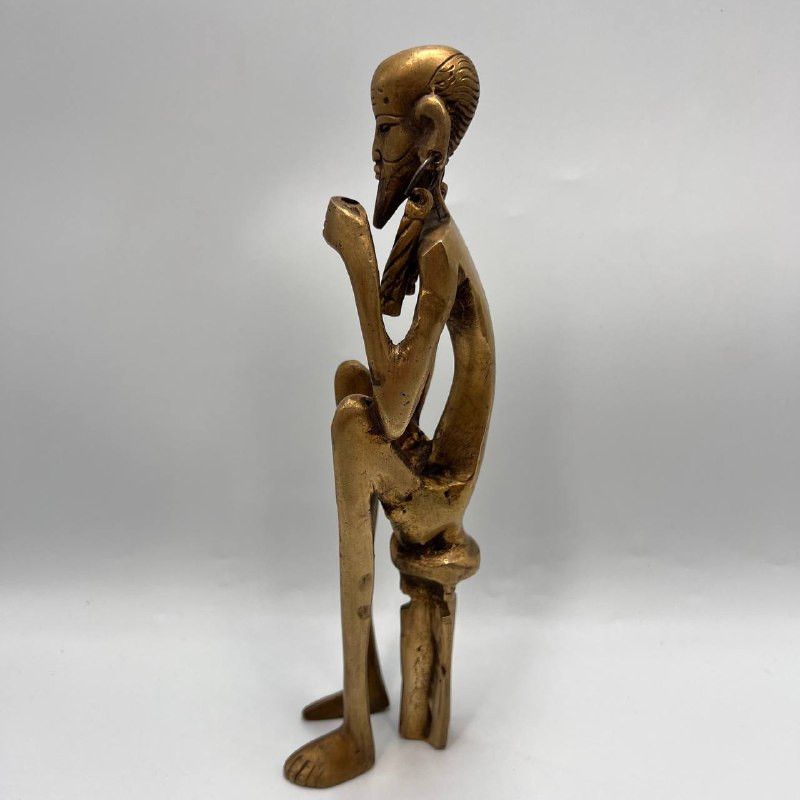 Vintage Antique Bronze African Man Figurine – Tribal Brass Statue Size ONE SIZE - 3 Thumbnail