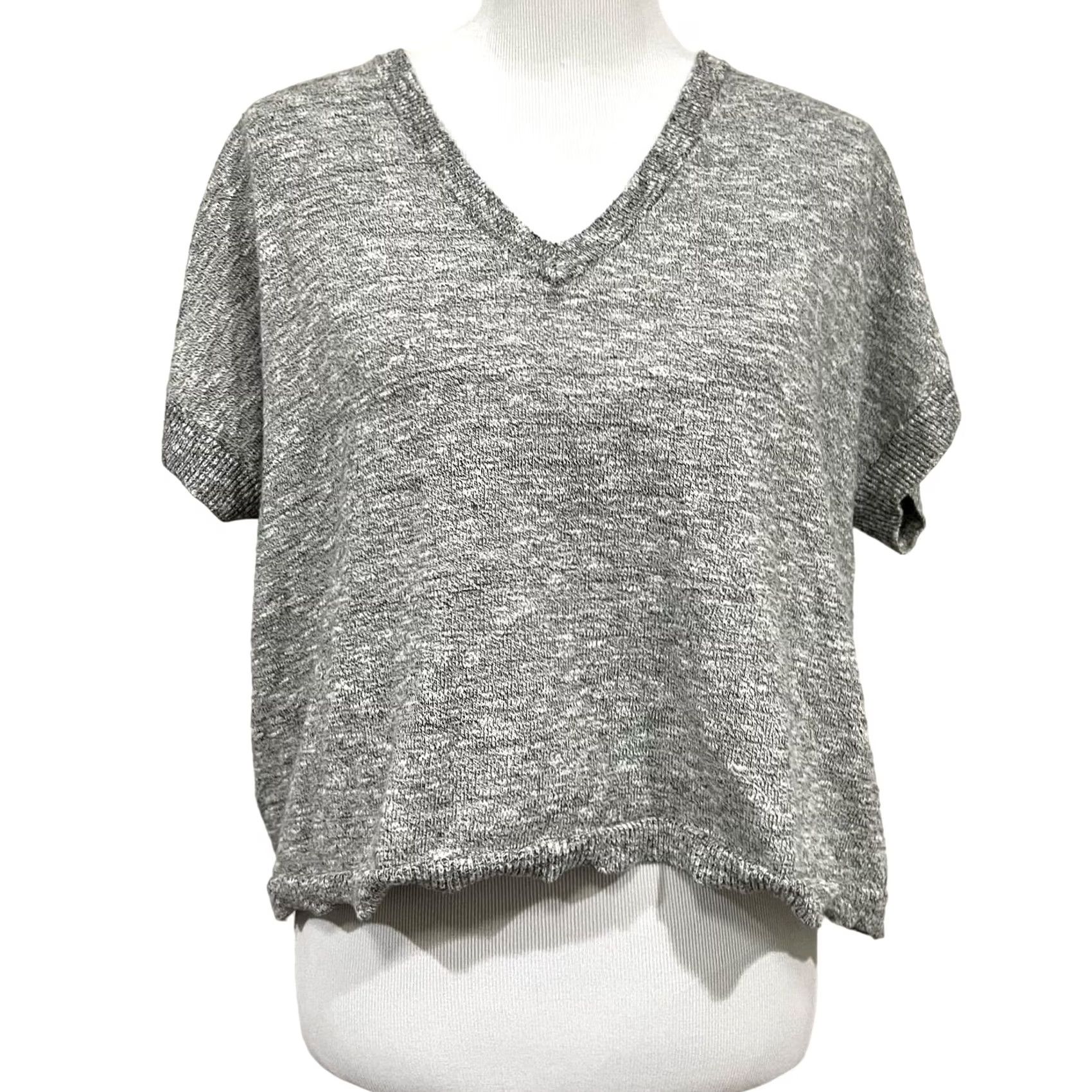 Madewell Madewell Sweater Tee Short Sleeve Top Heathered Gray Cotton Blend Paulson Sz M Womens V-Neck Pullover Shirt Size M / US 6-8 / IT 42-44 - 3 Thumbnail