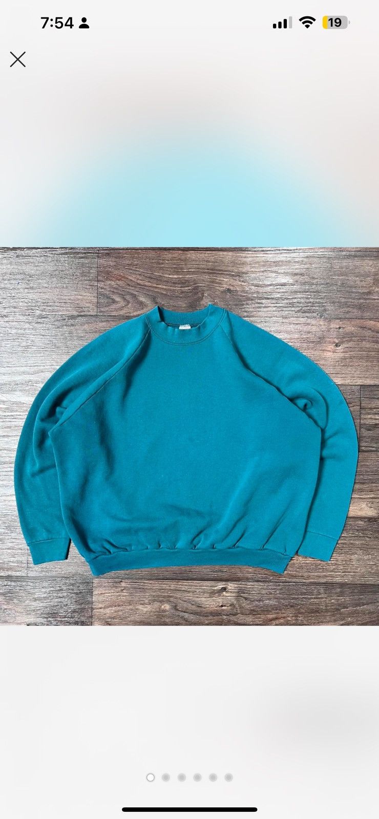 Fruit Of The Loom Vintage 1990s Raglan turquoise crewneck very boxy TTS XL Size US XL / EU 56 / 4 - 6 Thumbnail
