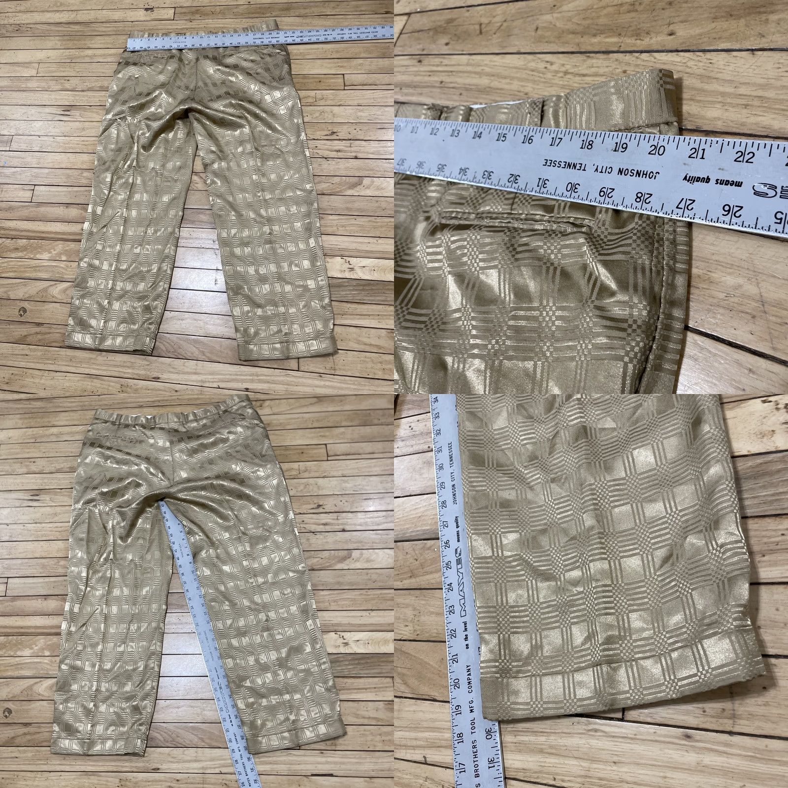 Vintage VINTAGE J.V J Vital Geometry Pleated Disco Pants Men 2XL 42 Geometric 40x30 XXL Brown Yellow Shiny Polyester Pants Mens Vintage disco Size US 40 / EU 56 - 8 Thumbnail