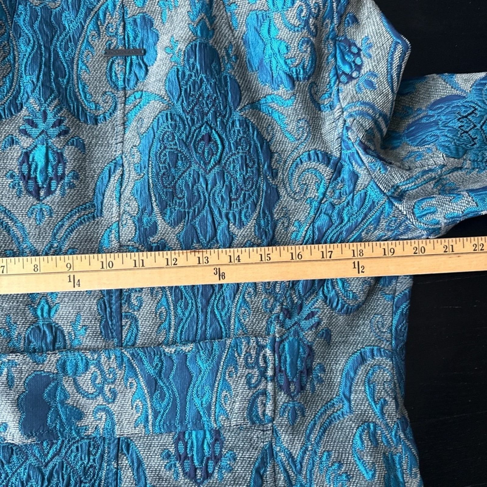 DKNY Vntg DKNY turquoise brocade Elegant Blue Women's Coat Size M / US 6-8 / IT 42-44 - 8 Thumbnail