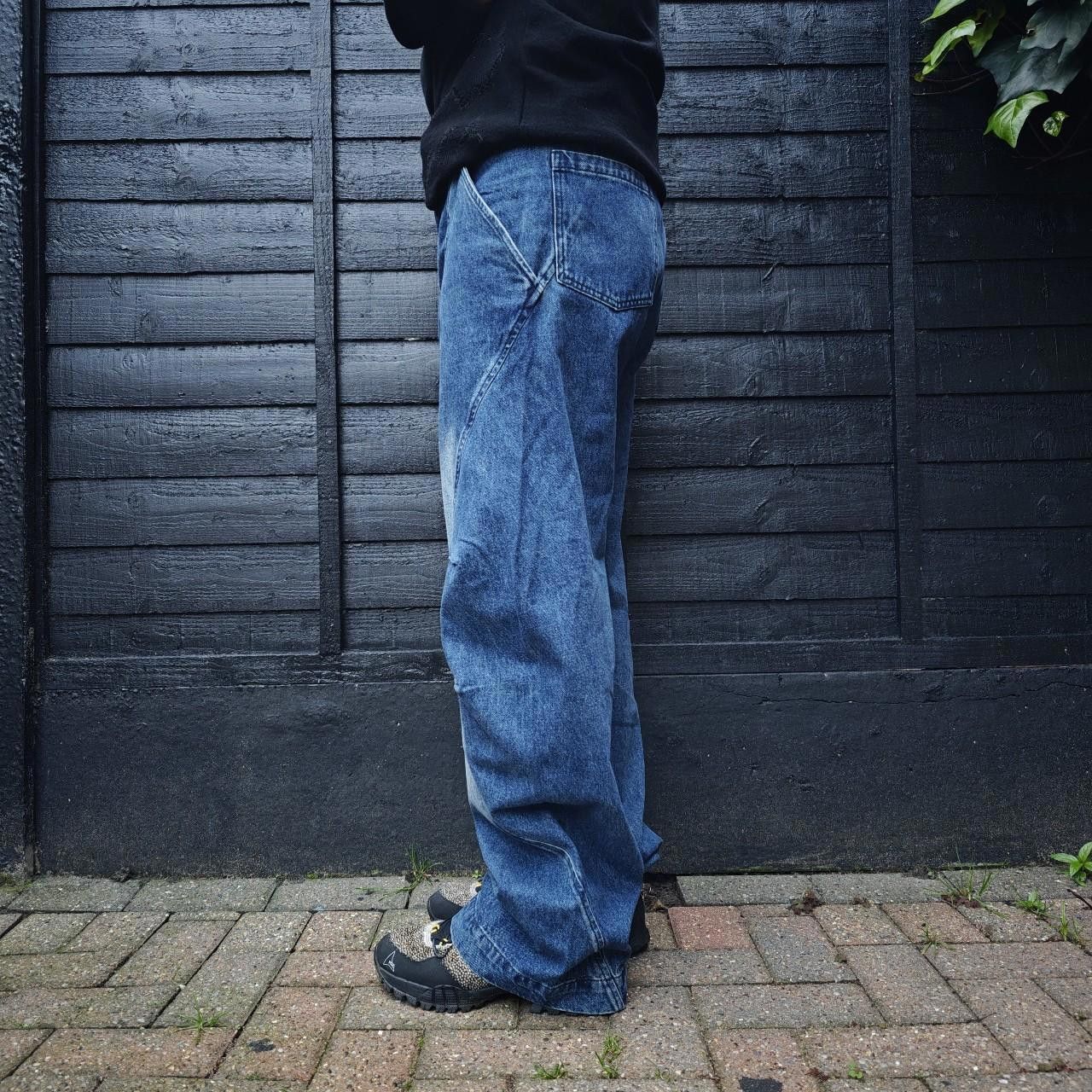 Other Blue Side Dart Wide Leg Curve Denim Size US 32 / EU 48 - 3 Thumbnail
