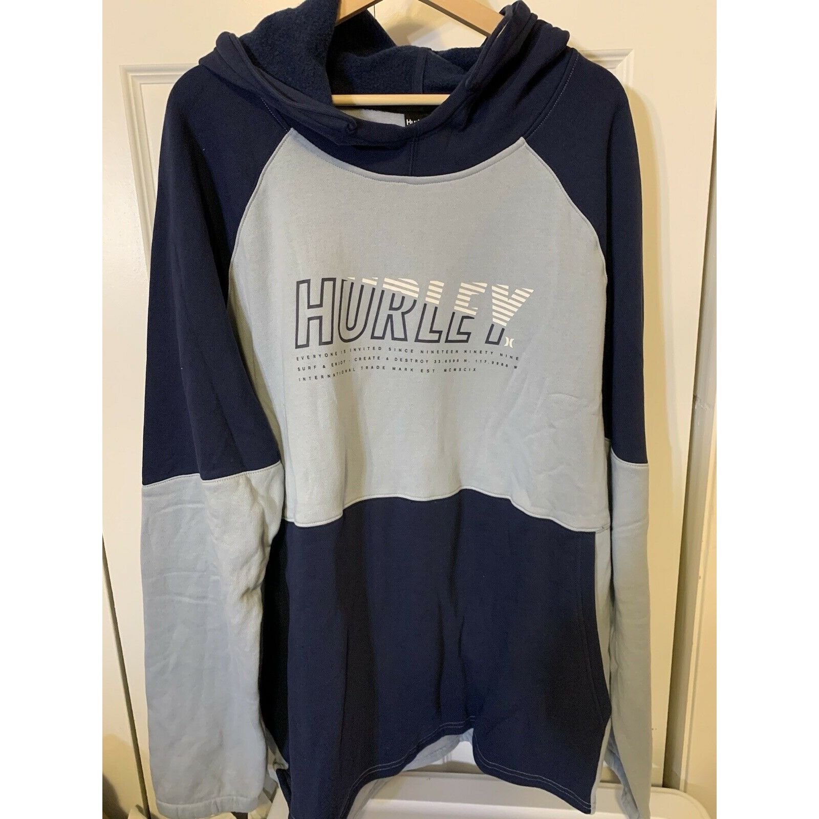 Hurley New Hurley Men's Sz XXL Blue Gray Color Block Pullover Hoodi Size US XXL / EU 58 / 5 - 5 Thumbnail