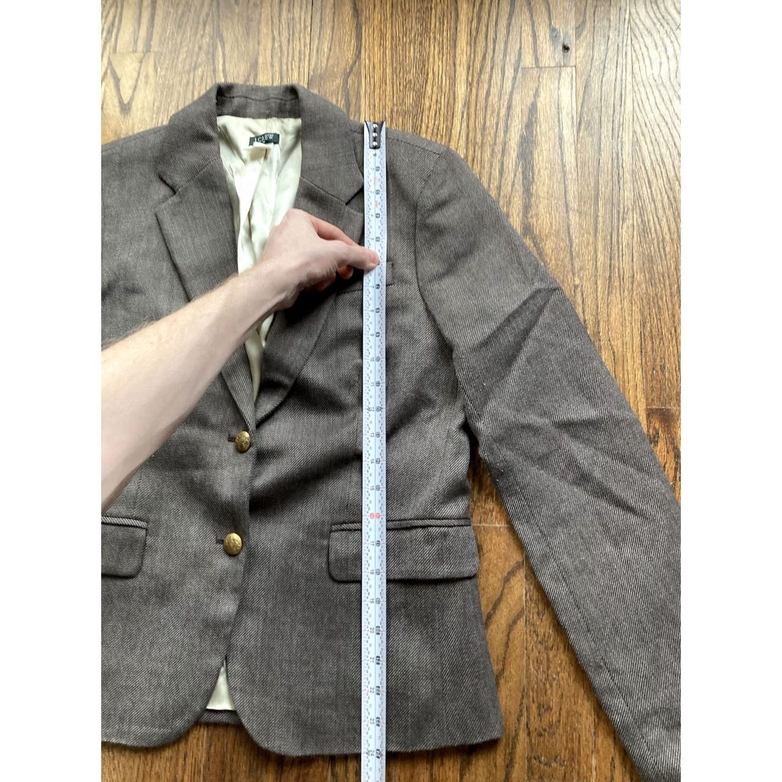 J.Crew J. Crew Blazer Women Size 8 Wool Blend Twill Gray Brown Gold Buttons Vintage? (note missing sleeve button) Size M / US 6-8 / IT 42-44 - 7 Thumbnail