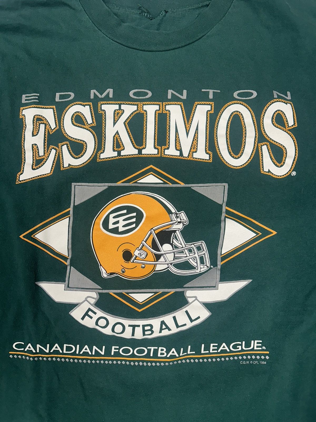 NFL × Vintage Crazy Vintage 90s Essential Edmonton Eskimos CFL Tee Shirt Size US XL / EU 56 / 4 - 2 Thumbnail
