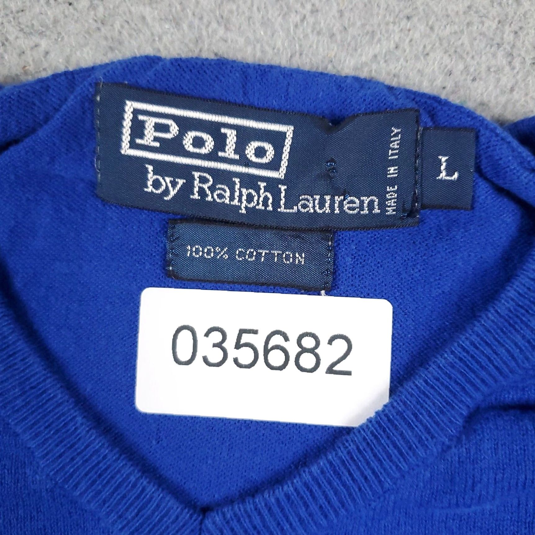 Polo Ralph Lauren Ralph Lauren Mens Large Blue V Neck Pullover Vintage Sweater Italy Size US L / EU 52-54 / 3 - 8 Thumbnail